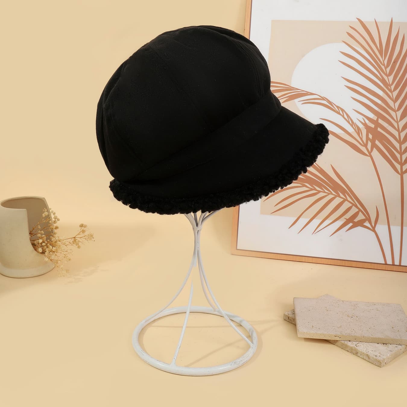 Women's Black Cold Days Baker Boy Cap