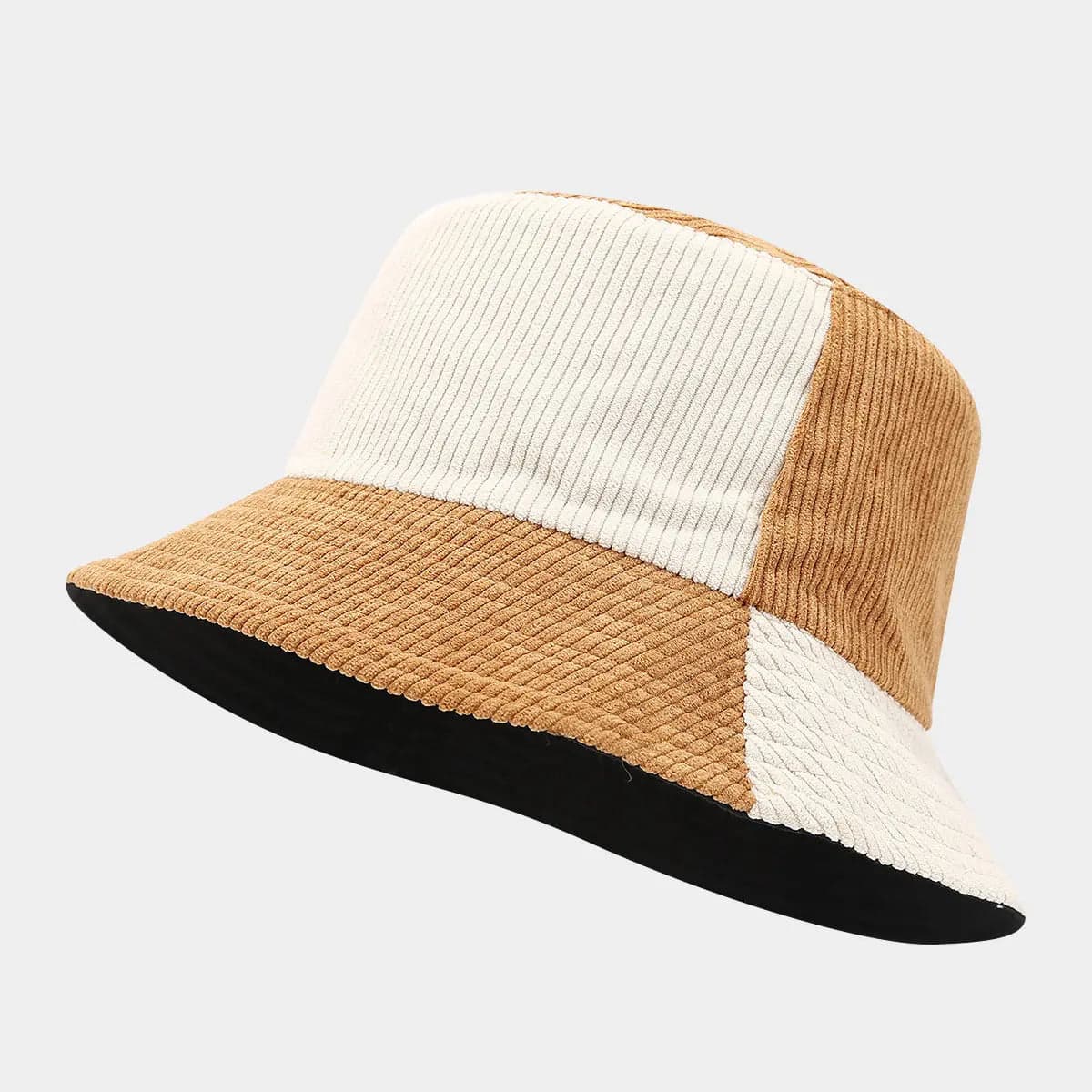 Women's Multicolor Earthtone Patchwork Corduroy Bucket Hat