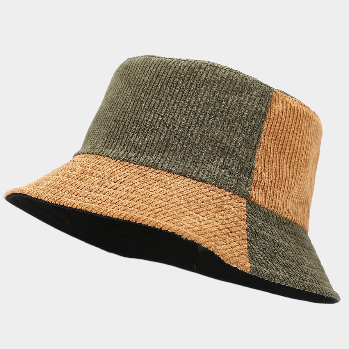 Women's Multicolor Earthtone Patchwork Corduroy Bucket Hat
