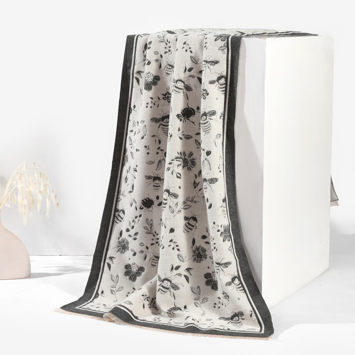 Women's White Casual HoneyGarden Luxe Reversible Shawl