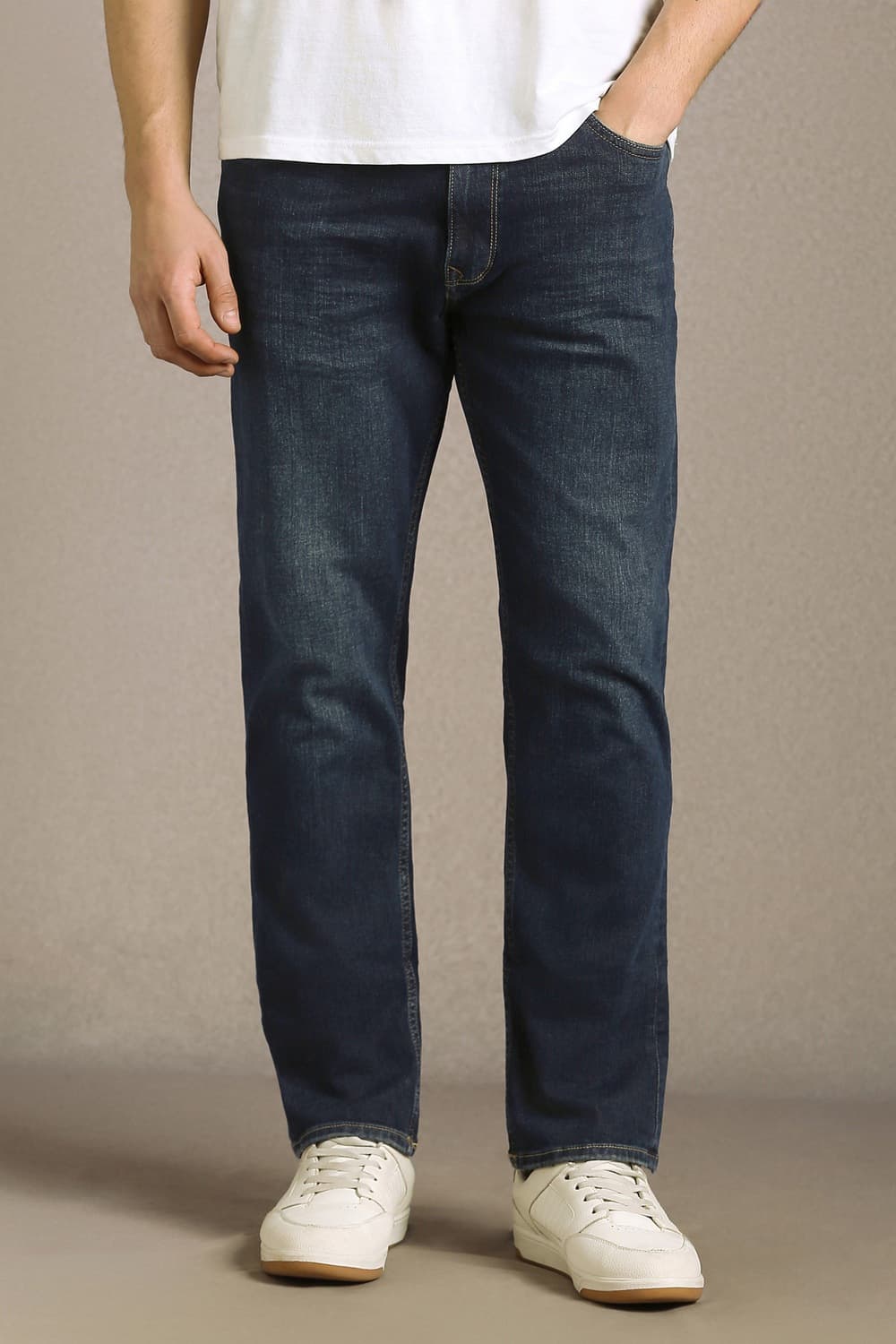 Men's Navy Casual Regular Fit Low Rise Jeans