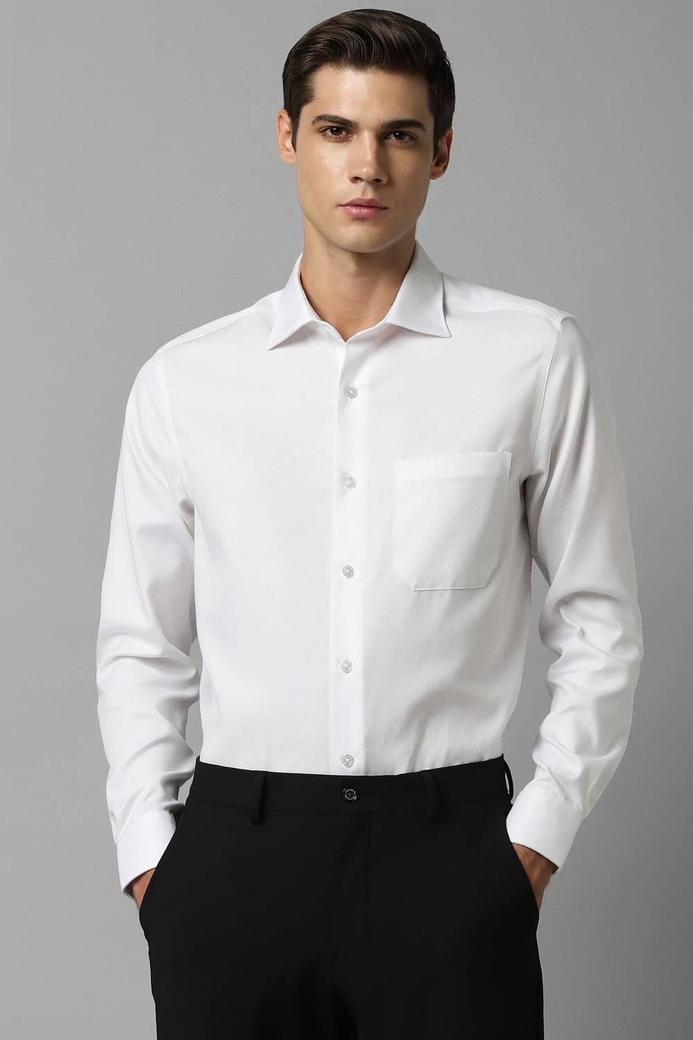 Men's Off White Formal Regular Fit Full Sleeves Shirt