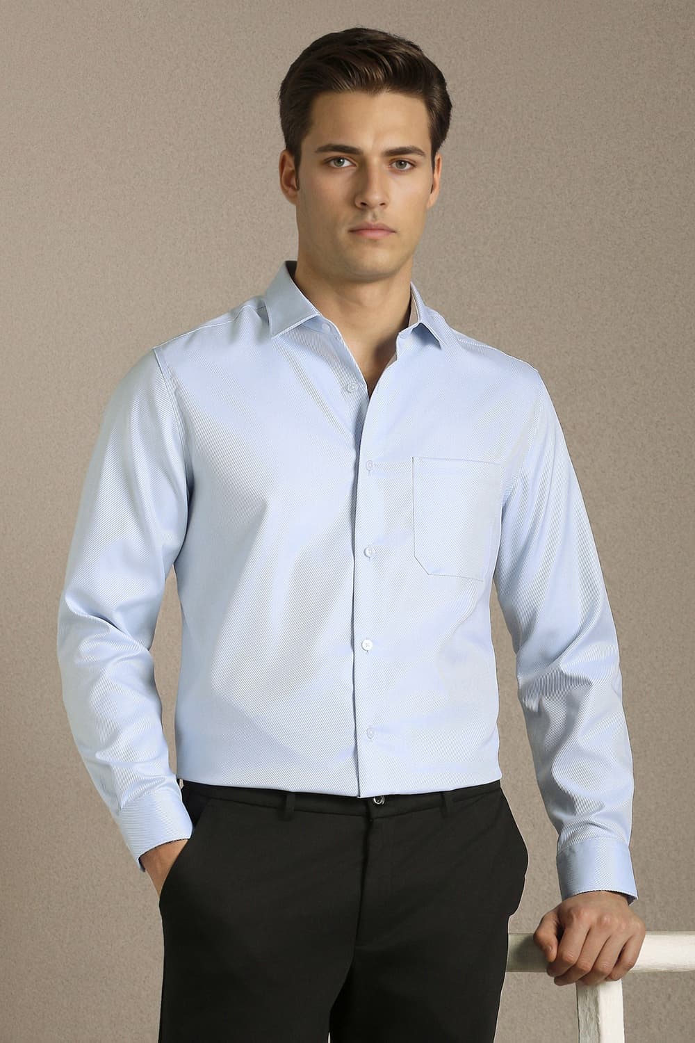 Men's Blue Formal Regular Fit Full Sleeves Cotton Shirt