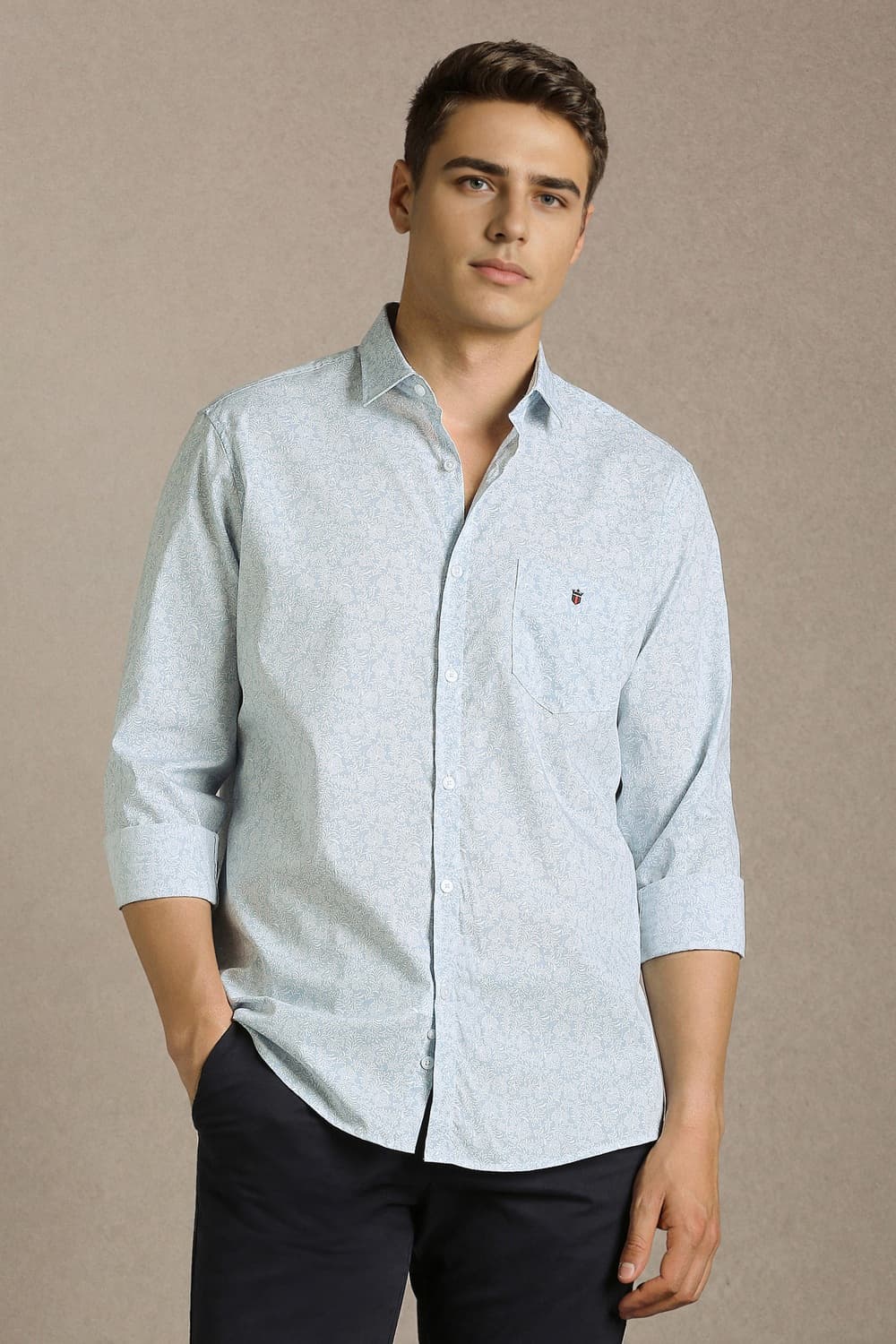 Men's Blue Casual Slim Fit Full Sleeves Shirt