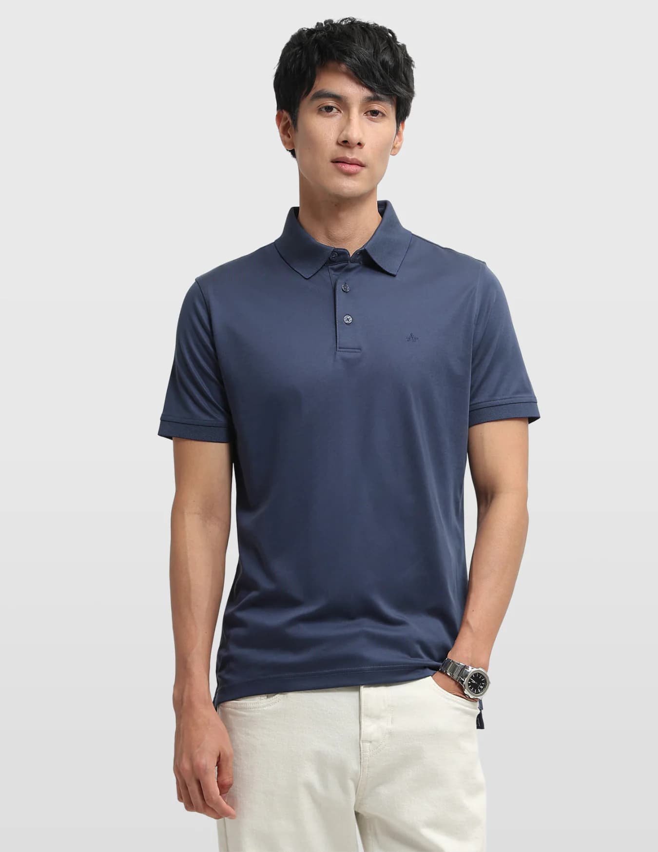 Men's Navy Casual Half Sleeves Regular Fit Polo Tshirt