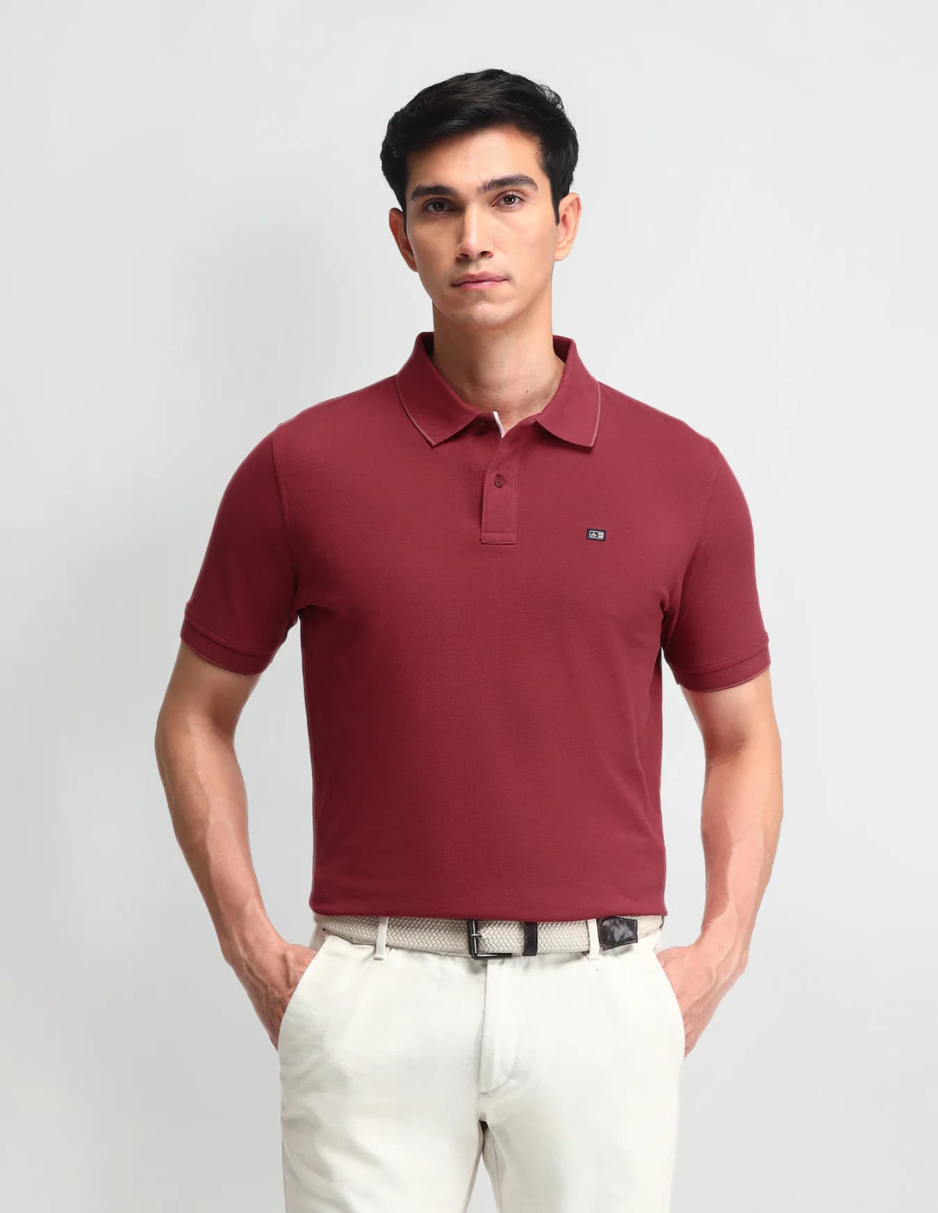 Men's Red Casual Half Sleeves Regular Fit Polo Tshirt