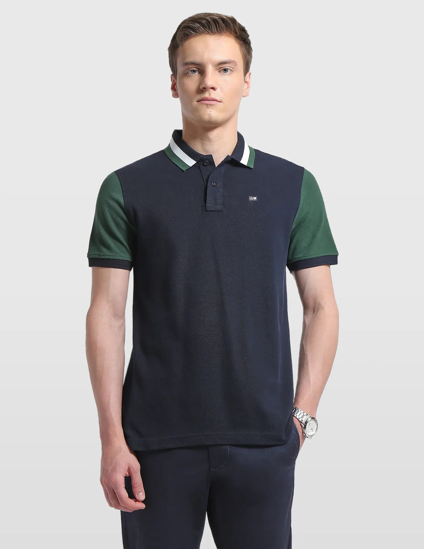 Men's Navy Casual Half Sleeves Regular Fit Tshirt