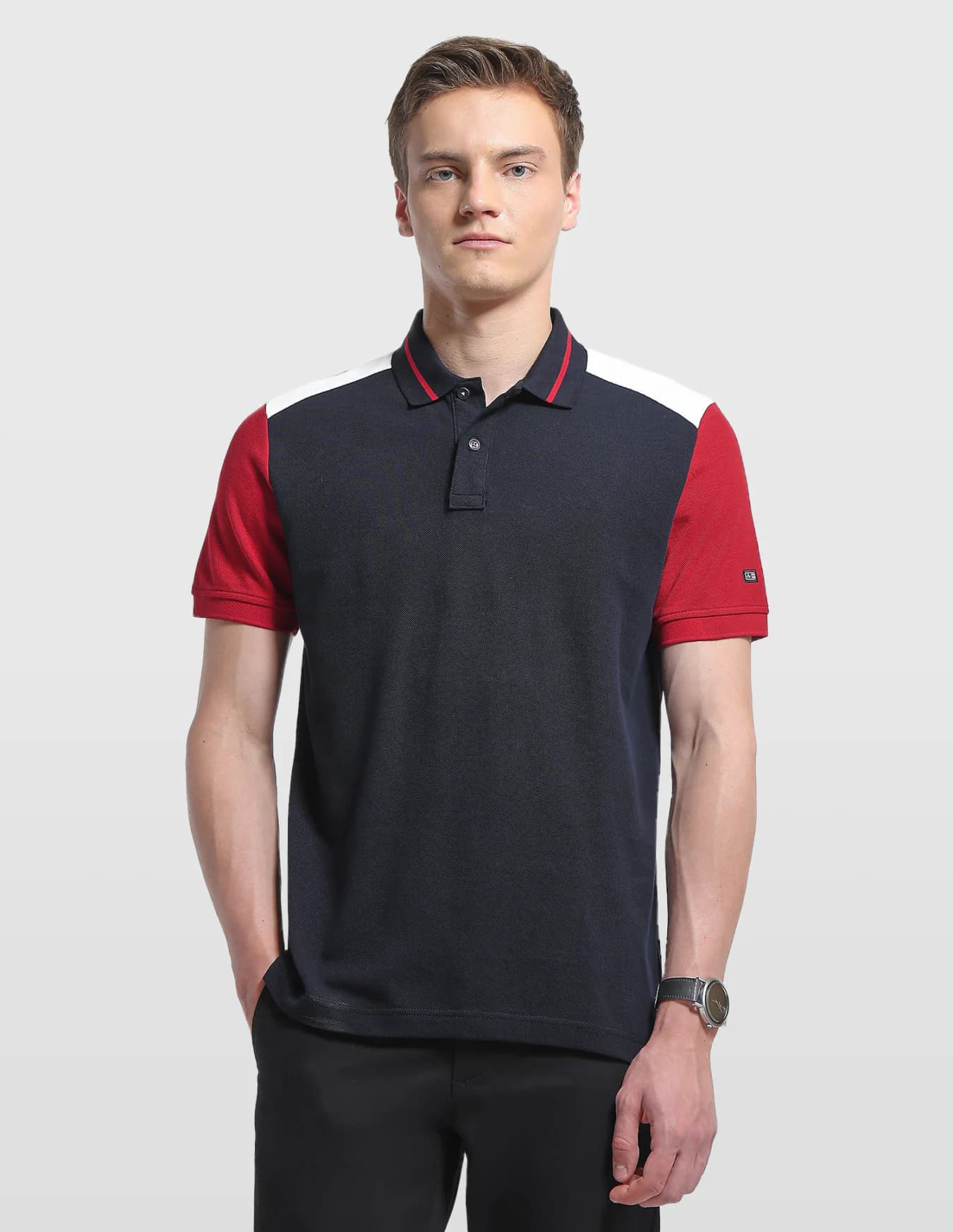 Men's Navy Casual Half Sleeves Regular Fit Polo Tshirt