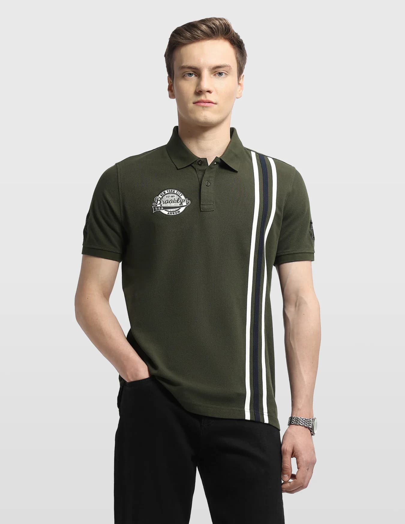 Men's Green Casual Half Sleeves Regular Fit Polo Tshirt