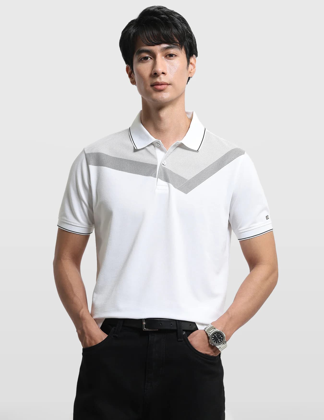 Men's White Casual Half Sleeves Regular Fit Polo Tshirt