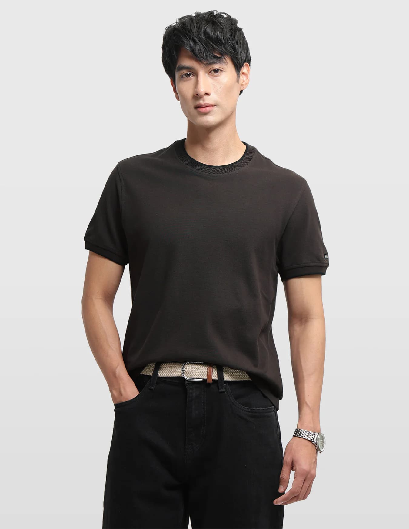 Men's Brown Casual Half Sleeves Regular Fit Tshirt