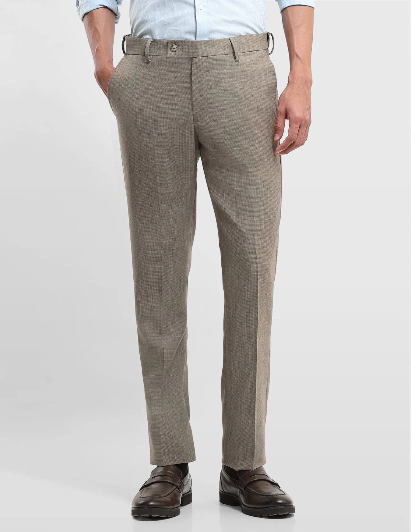 Men's Brown Formal Straight Fit Mid Rise Trouser