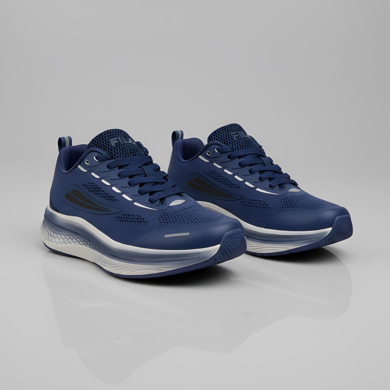 Men's Navy Casual Round Toe Lace-Up Sneakers