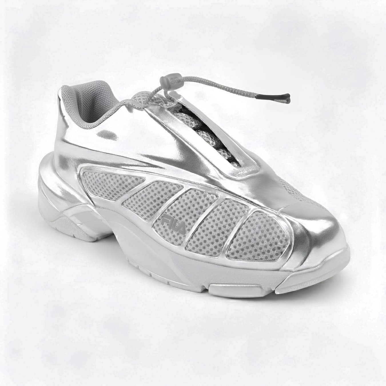 Women's Silver Casual Round Toe Toggle Sneakers