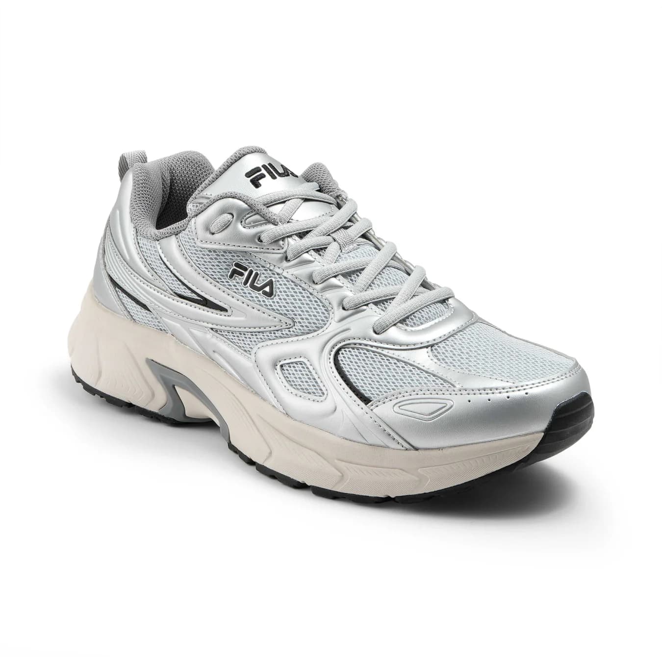 Men's Silver Casual Round Toe Lace-Up Sneakers