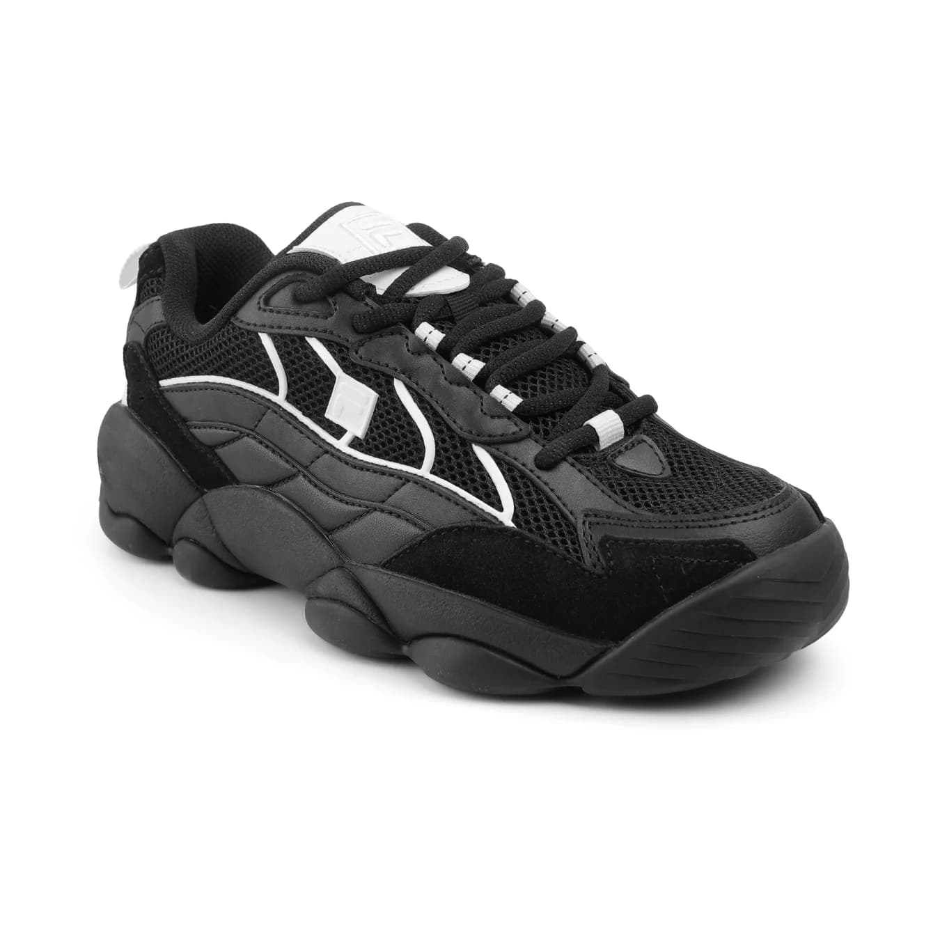 Women's Black Casual Round Toe Lace-Up Sneakers