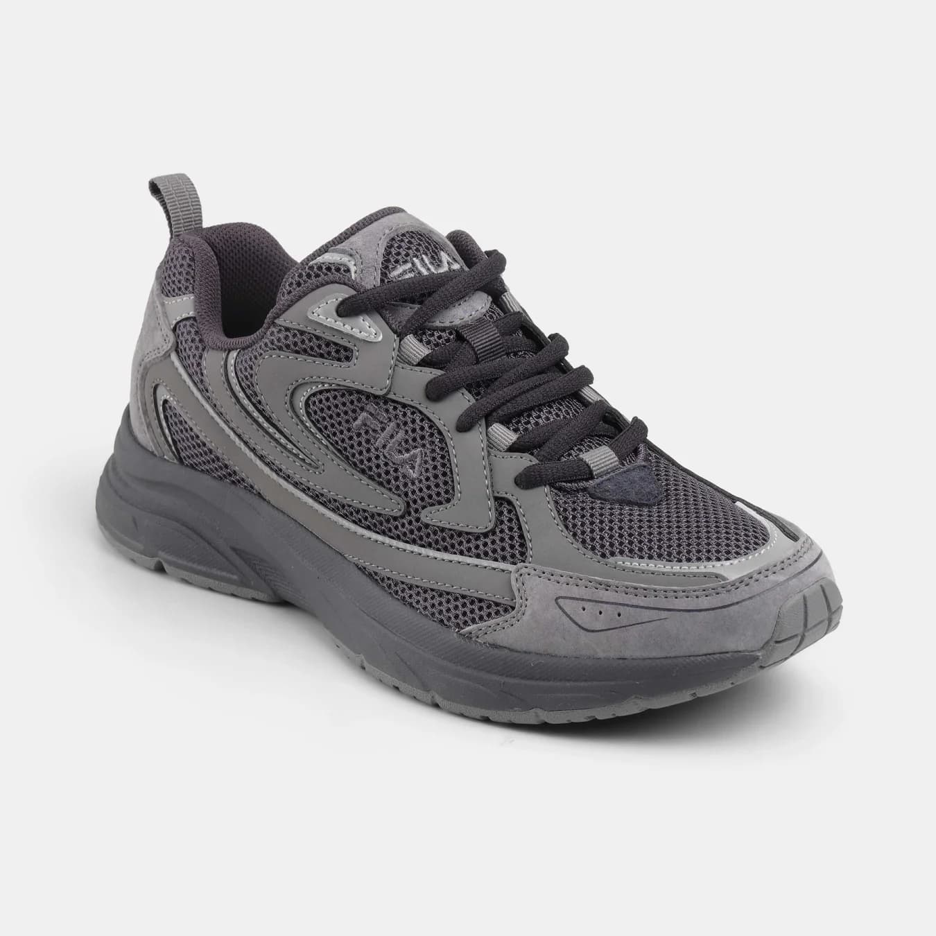Men's Black Casual Round Toe Lace-Up Sneakers