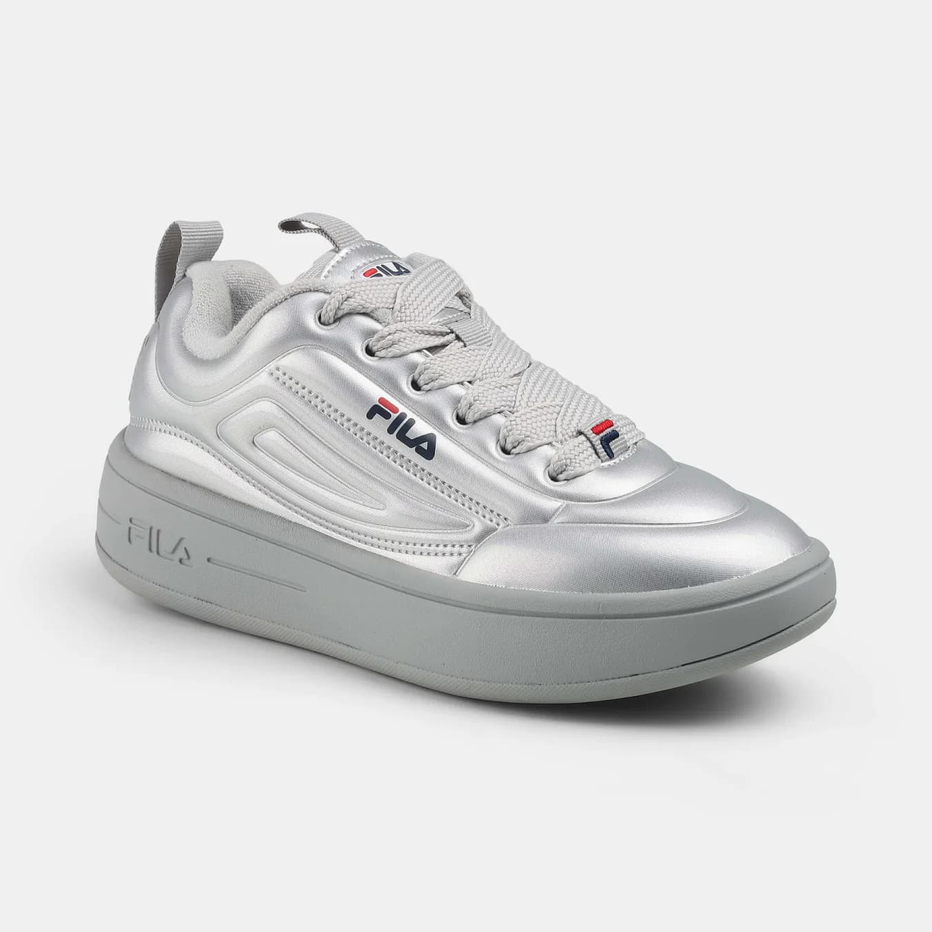 Women's Silver Casual Round Toe Lace-Up Sneakers
