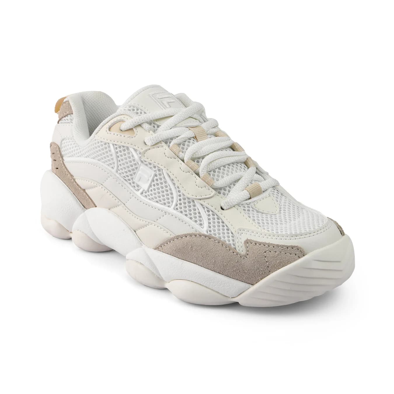 Women's Beige Casual Round Toe Lace-Up Sneakers