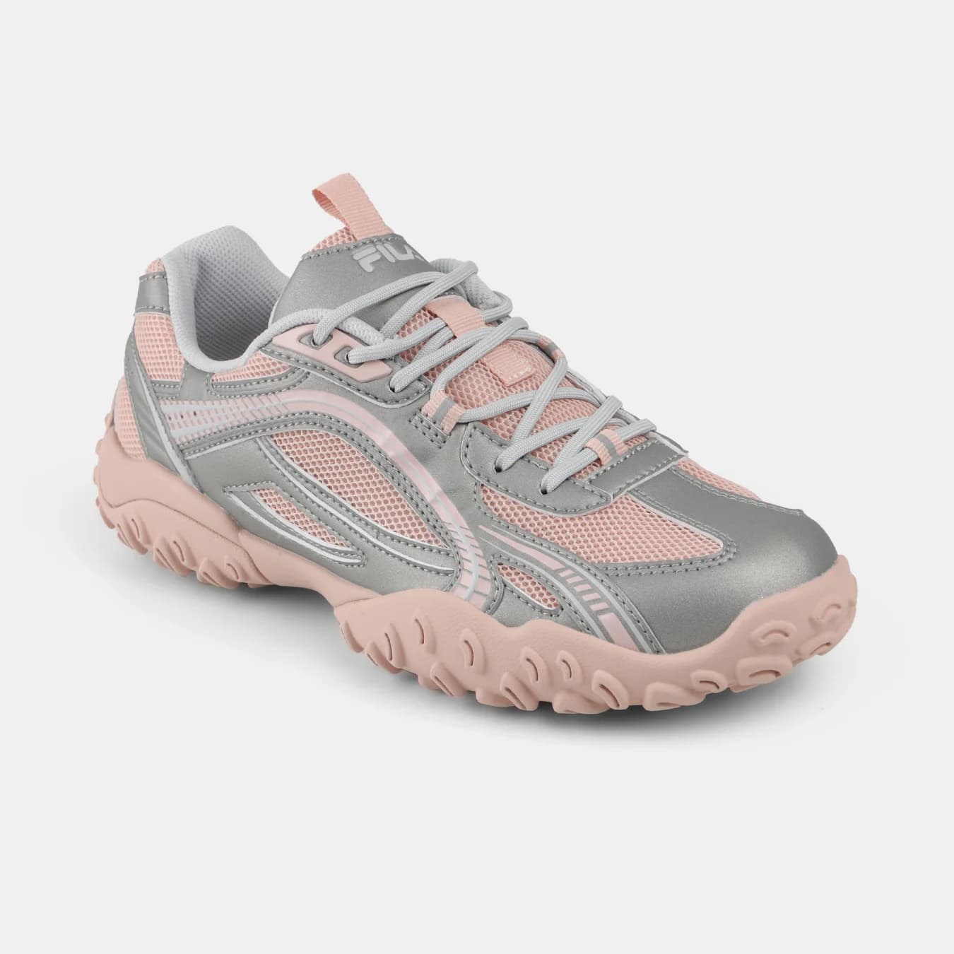 Women's Pink Casual Round Toe Lace-Up Sneakers