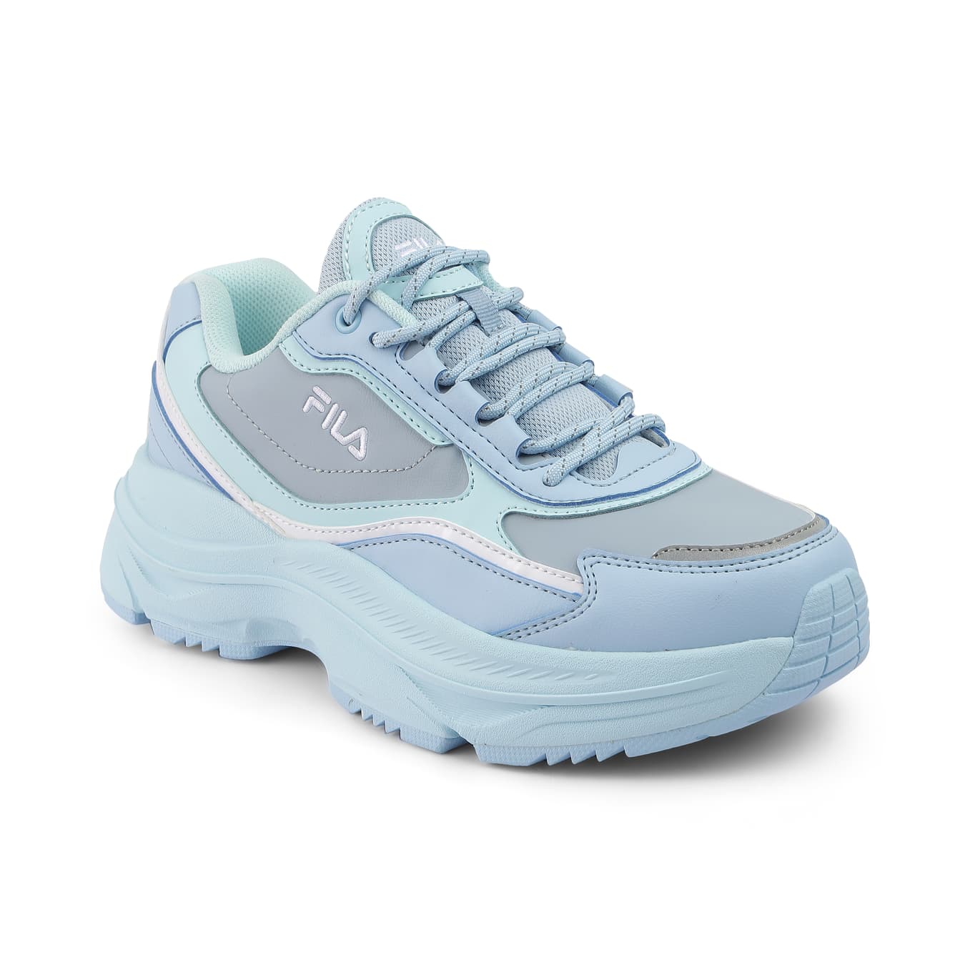 Women's Blue Casual Round Toe Lace-Up Sneakers