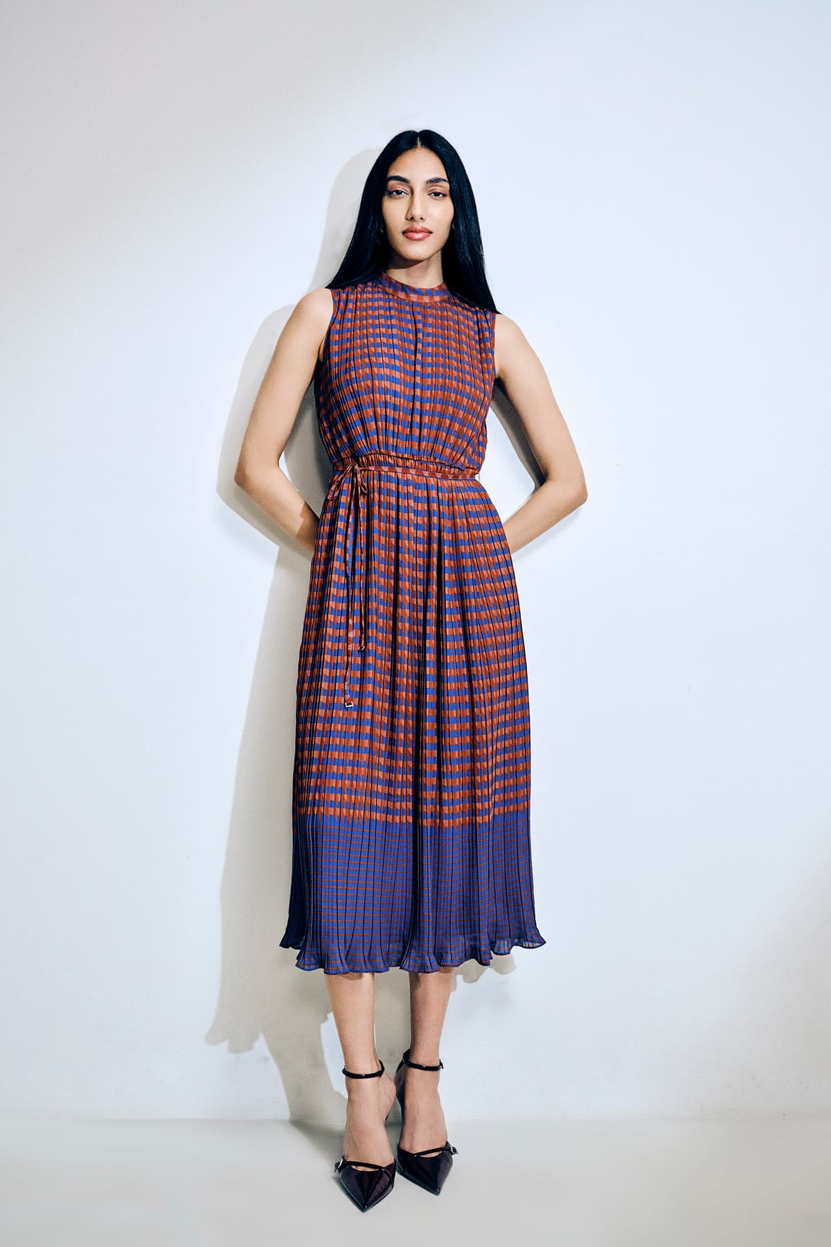 Women's Red Casual Printed Sleeveless Dress