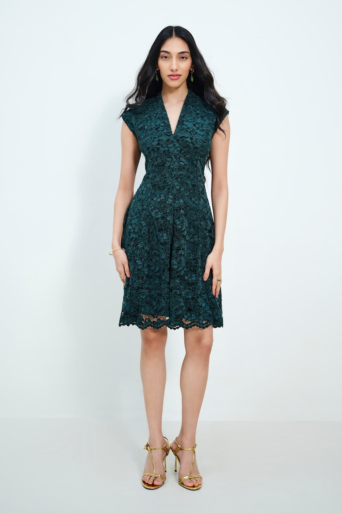 Women's Green Party Sleeveless Dress