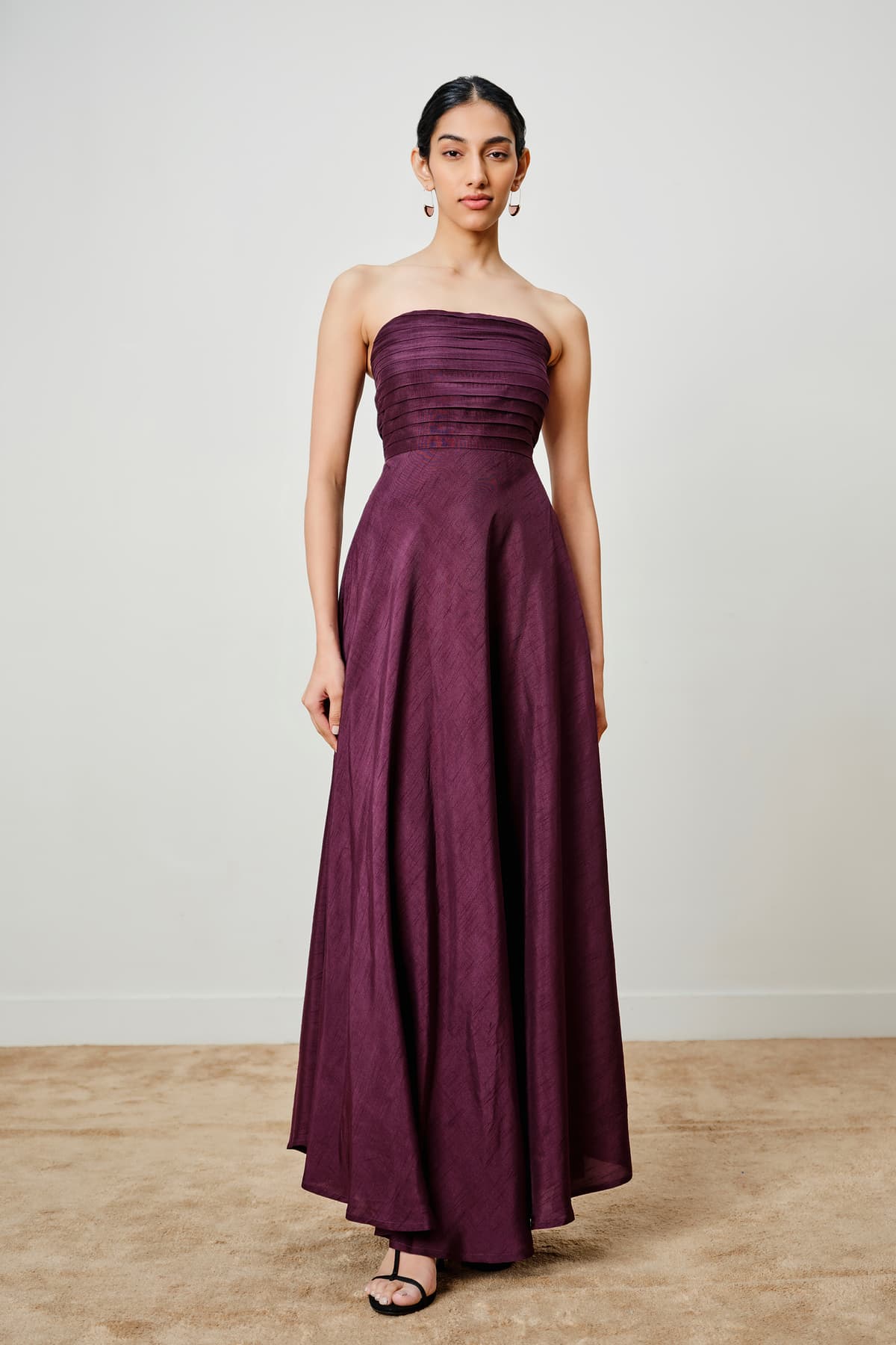 Women's Purple Party Solid Fit & Flared Off Shoulder Dress