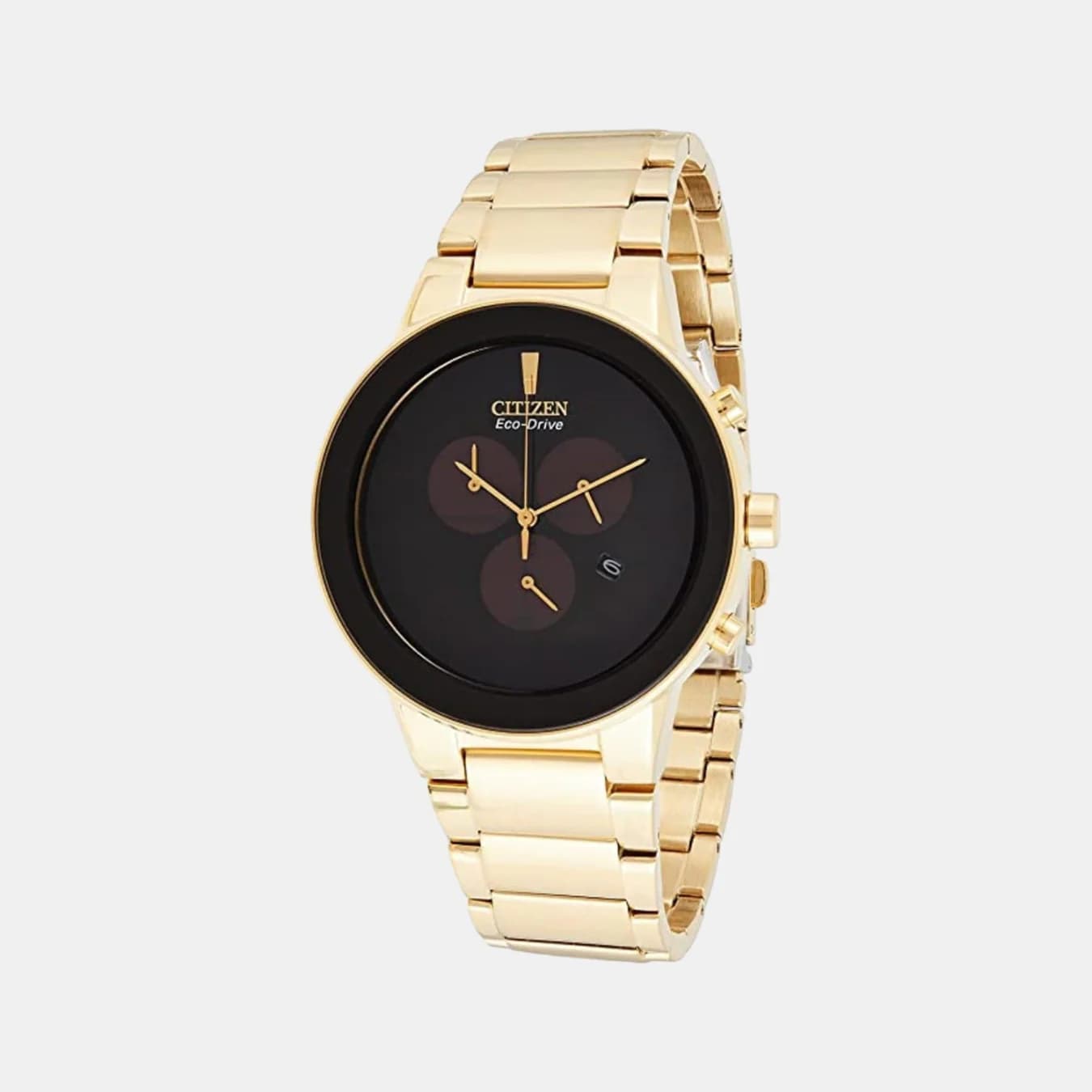 Axiom Men's Eco-Drive Black Dial Chronograph Stainless Steel Watch AT2242-55E