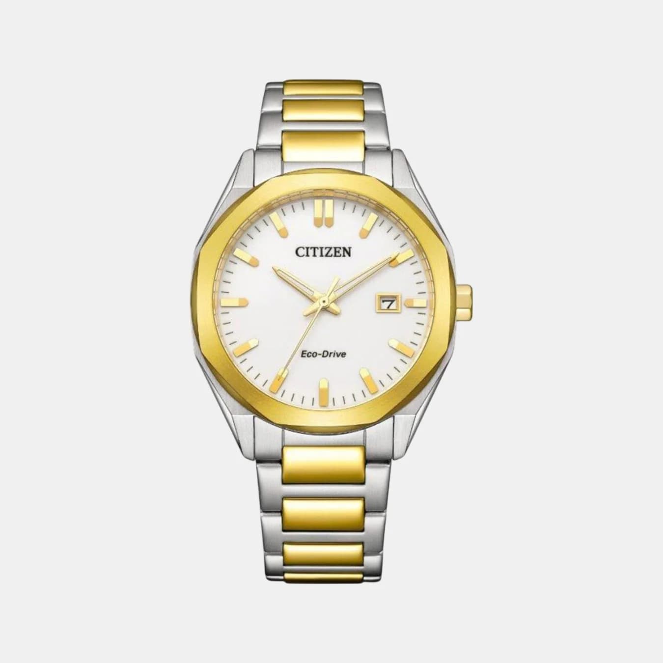 Eco-Drive Men's Eco-Drive White Dial Analog Stainless Steel Watch BM7624-82A
