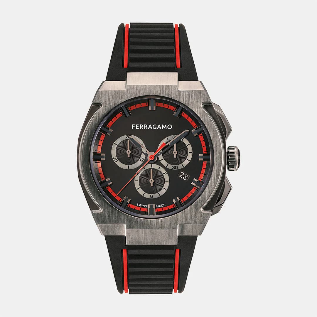 K2-Supreme Chrono 43Mm-Fw Men's Quartz Black Dial Chronograph Silicone Watch SFK200323