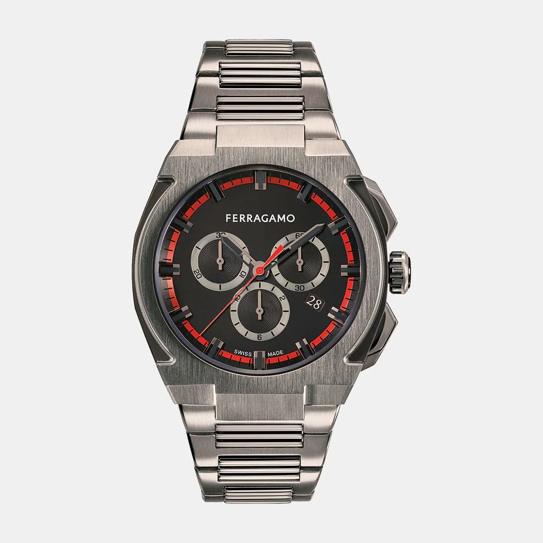 K2-Supreme Chrono 43Mm-Fw Men's Quartz Black Dial Chronograph Stainless Steel Watch SFK200423
