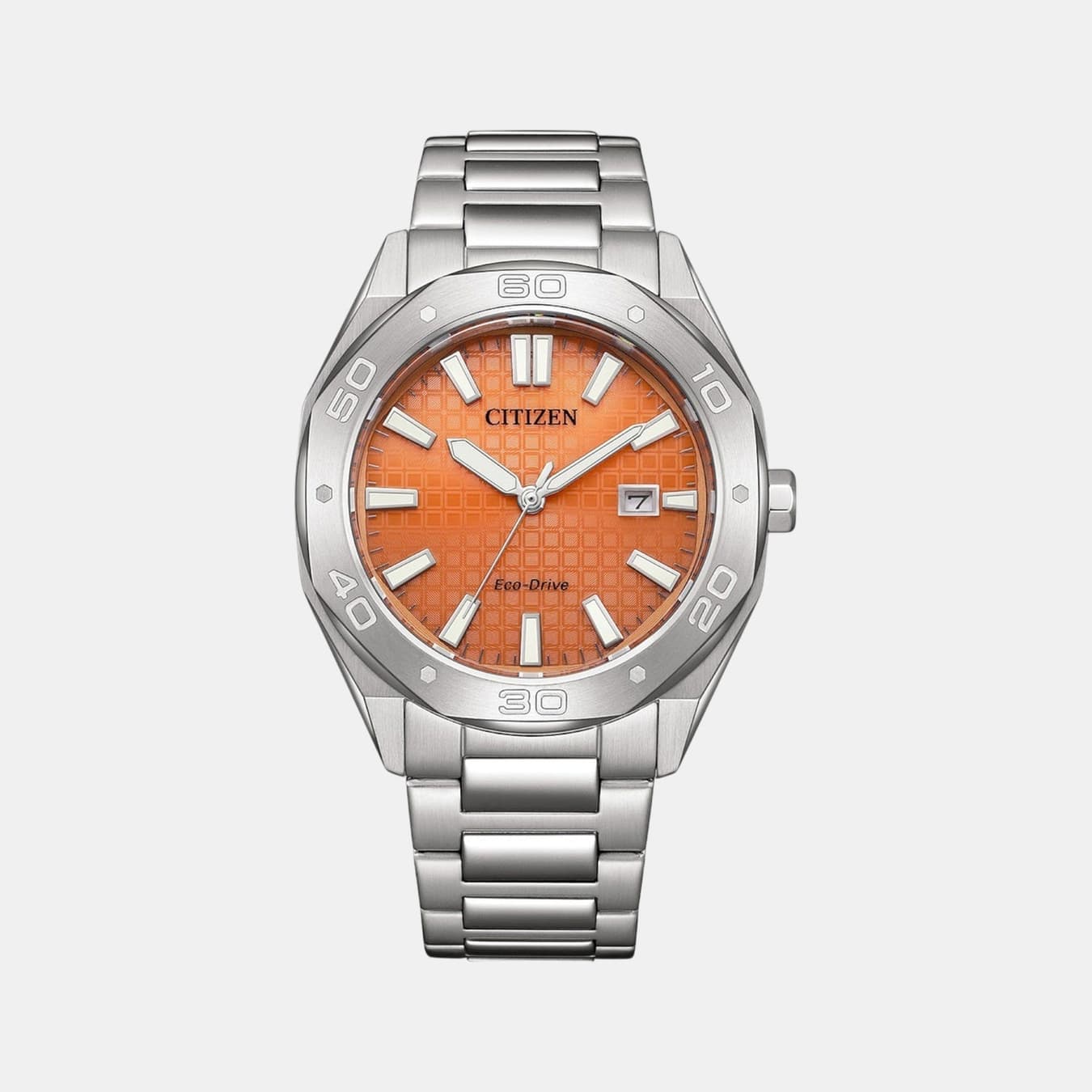 Eco-Drive Men's Eco-Drive Orange Dial Analog Stainless Steel Watch BM7630-80Z