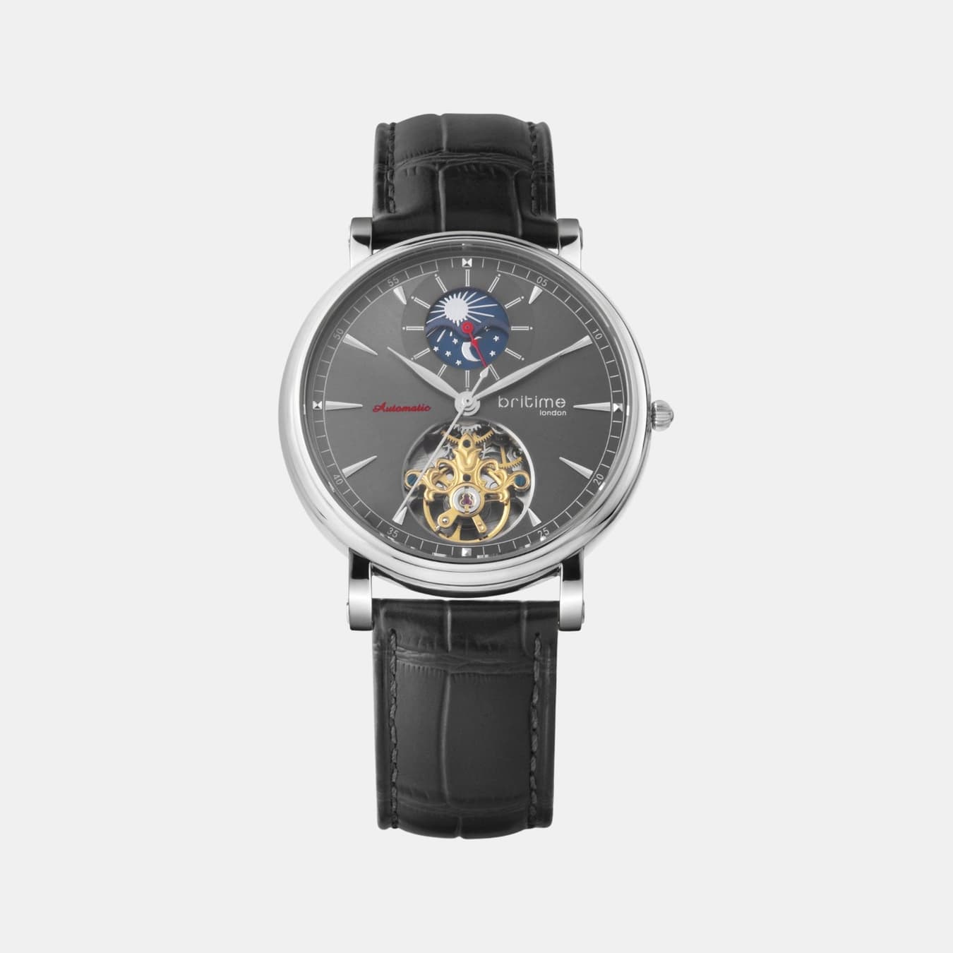 Jupiter Men's Automatic Black Dial Analog Leather Watch 127-L10406