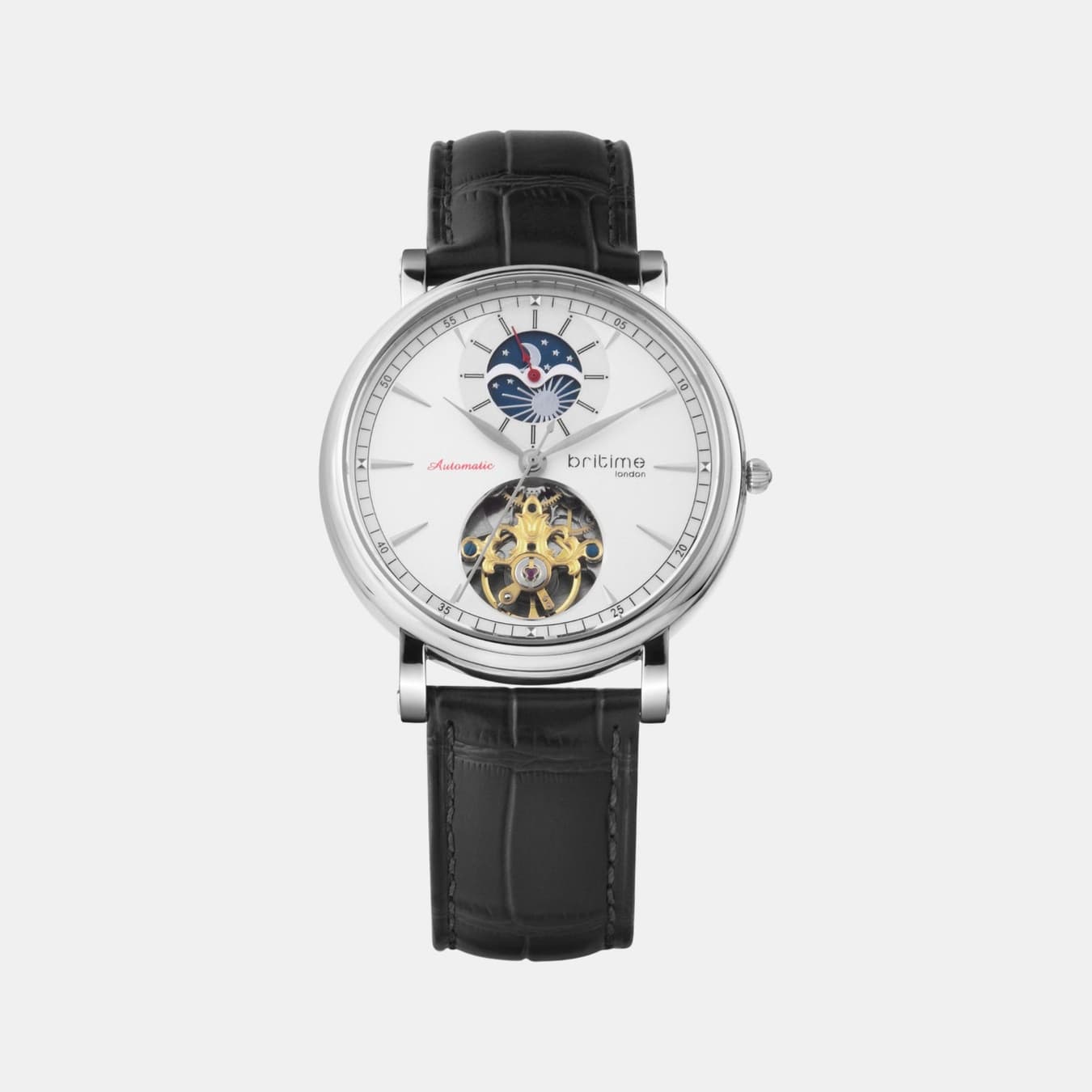 Jupiter Men's Automatic Silver Dial Analog Leather Watch 127-L10306