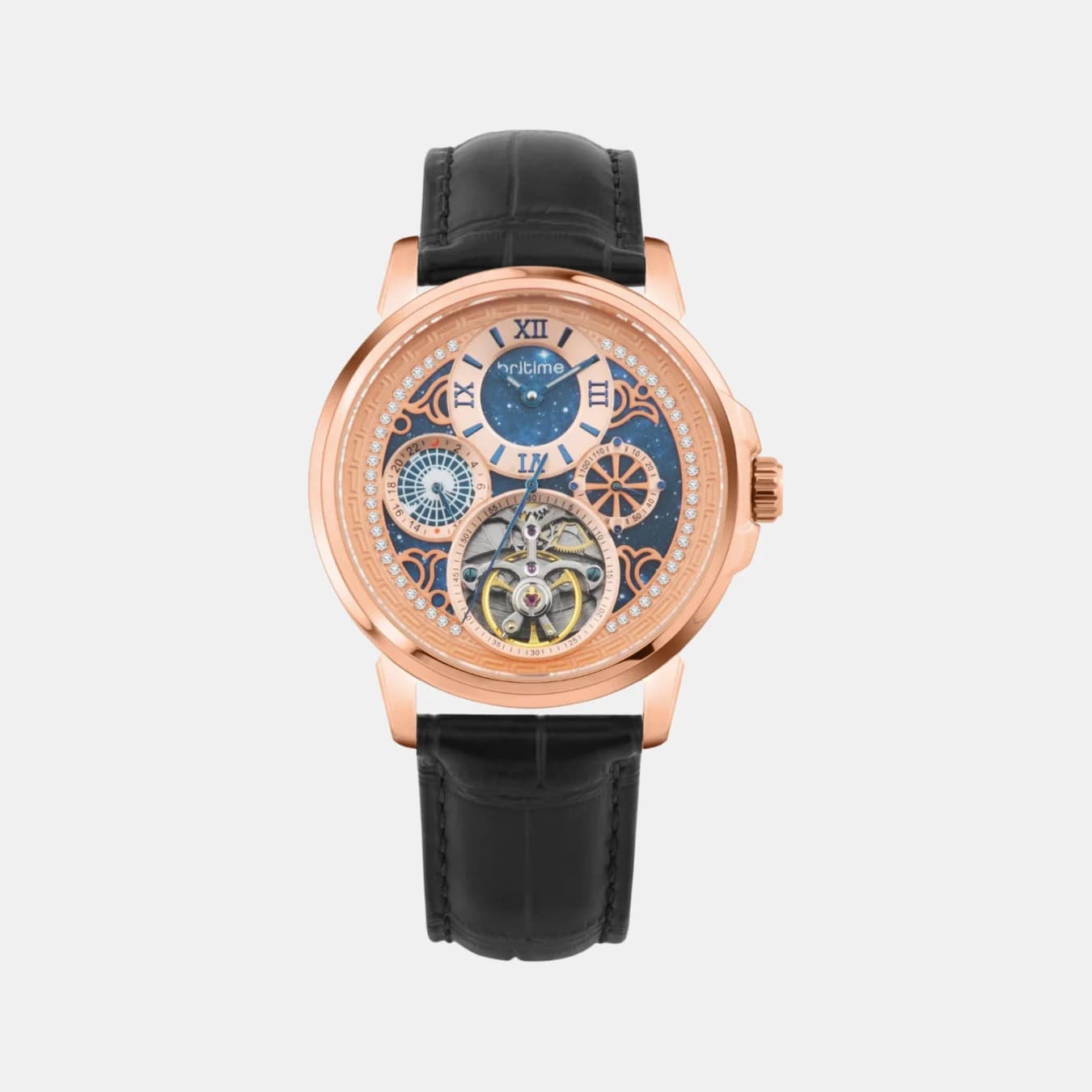 Aquatica Men's Automatic Blue Dial Multi-Function Leather Watch 274-L30506