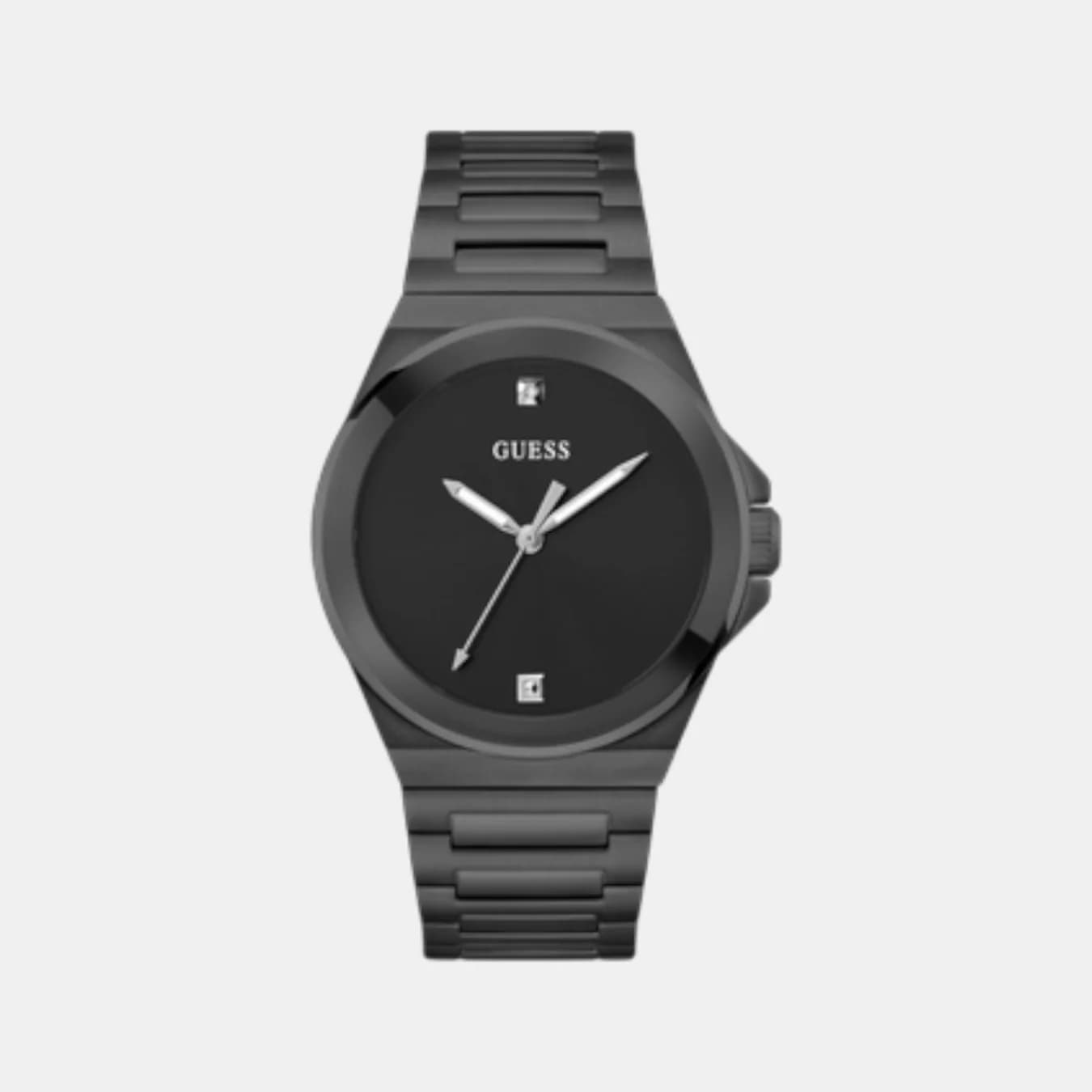 Vinyl Men's Quartz Black Dial Analog Stainless Steel Watch GW0833G2