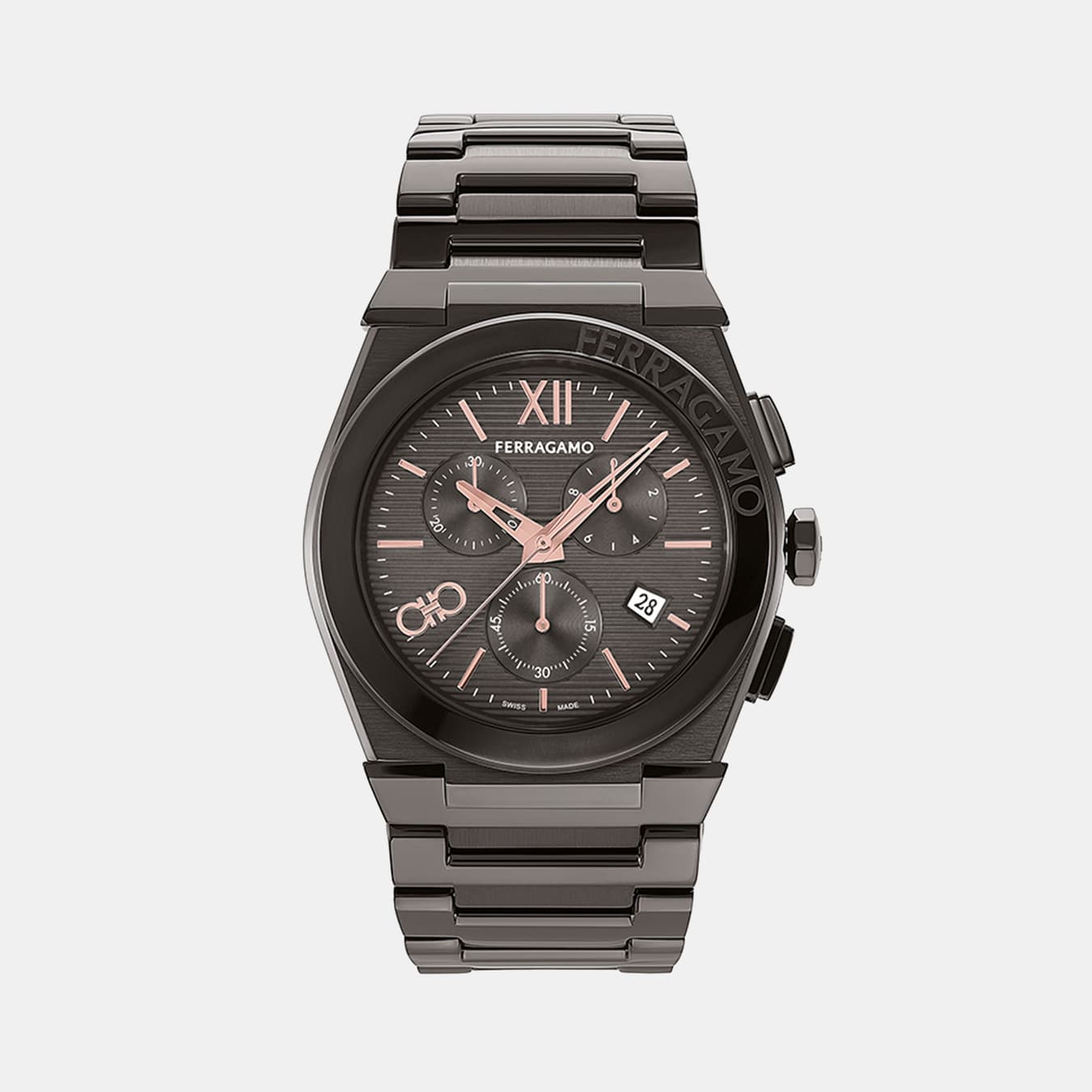 Men's Quartz Dark Grey Dial Chronograph Stainless Steel Watch SFMR01124
