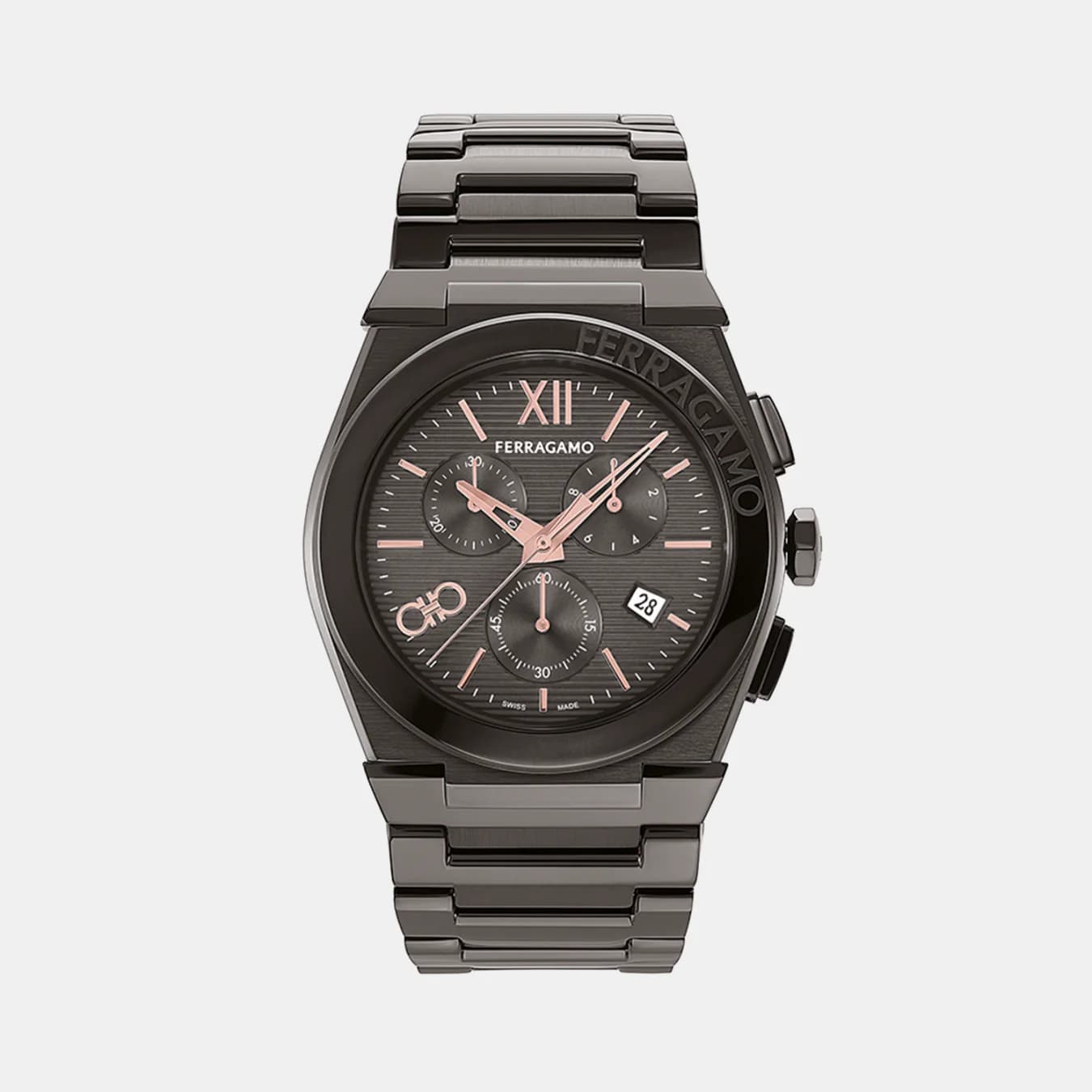 Men's Quartz Dark Grey Dial Chronograph Stainless Steel Watch SFMR01124