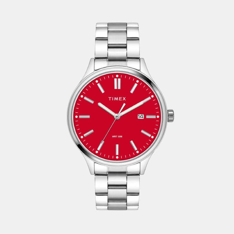 Fashion Men's Quartz Red Dial Analog Stainless Steel Watch TWEG18431