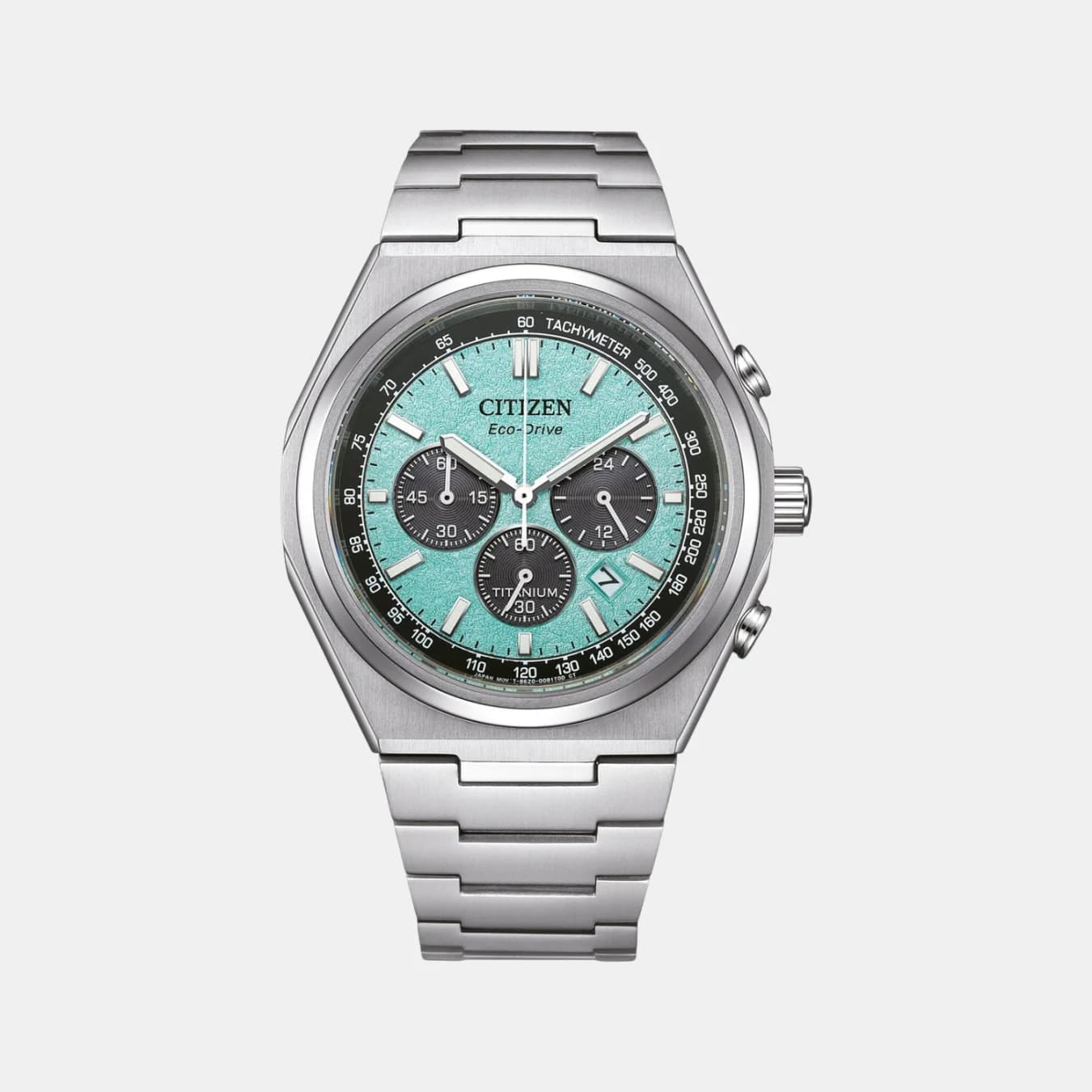 Zenshin Men's Eco-Drive Green Dial Chronograph Stainless Steel Watch CA4610-85M