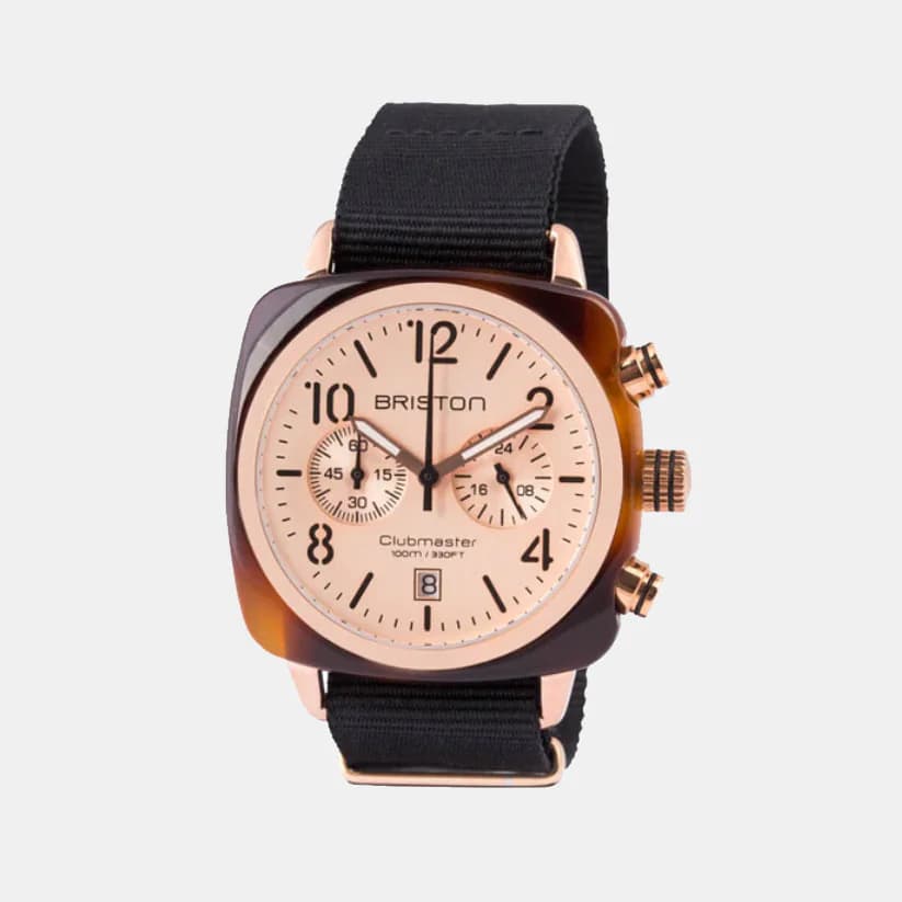 Clubmaster Classic Men's Quartz Rose Gold Dial Chronograph NATO Watch 14140.PRA.T.6.NB