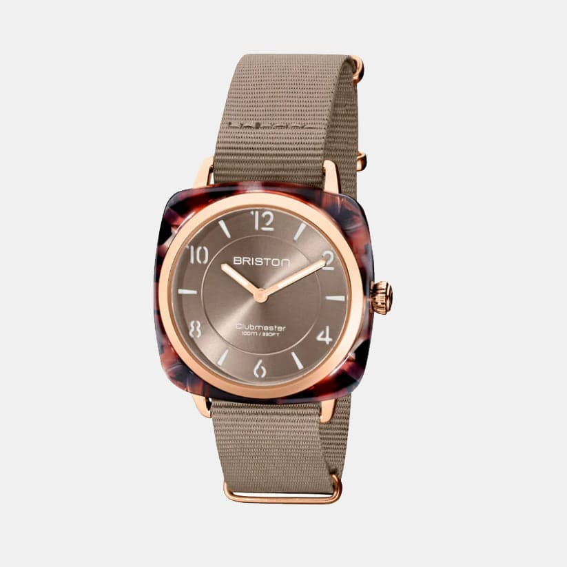 Clubmaster Chic Women's Quartz Grey Taupe Dial Analog NATO Watch 21536.PRA.UBR.30.NT