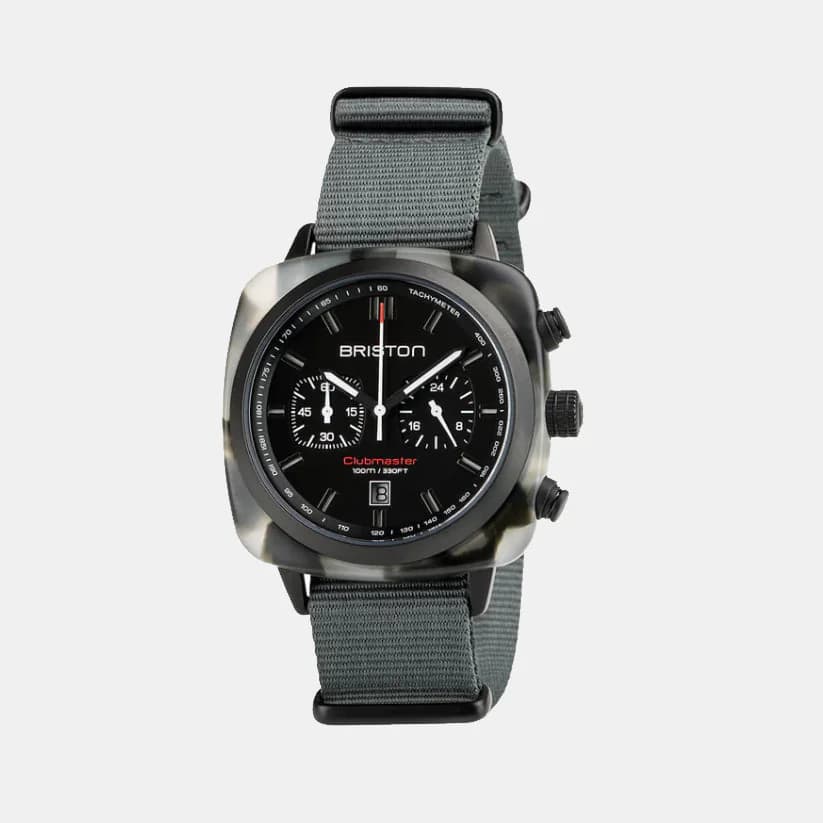 Clubmaster Sport Men's Quartz Matt Black Dial Chronograph NATO Watch 18142.PBAM.GTS.3.NG