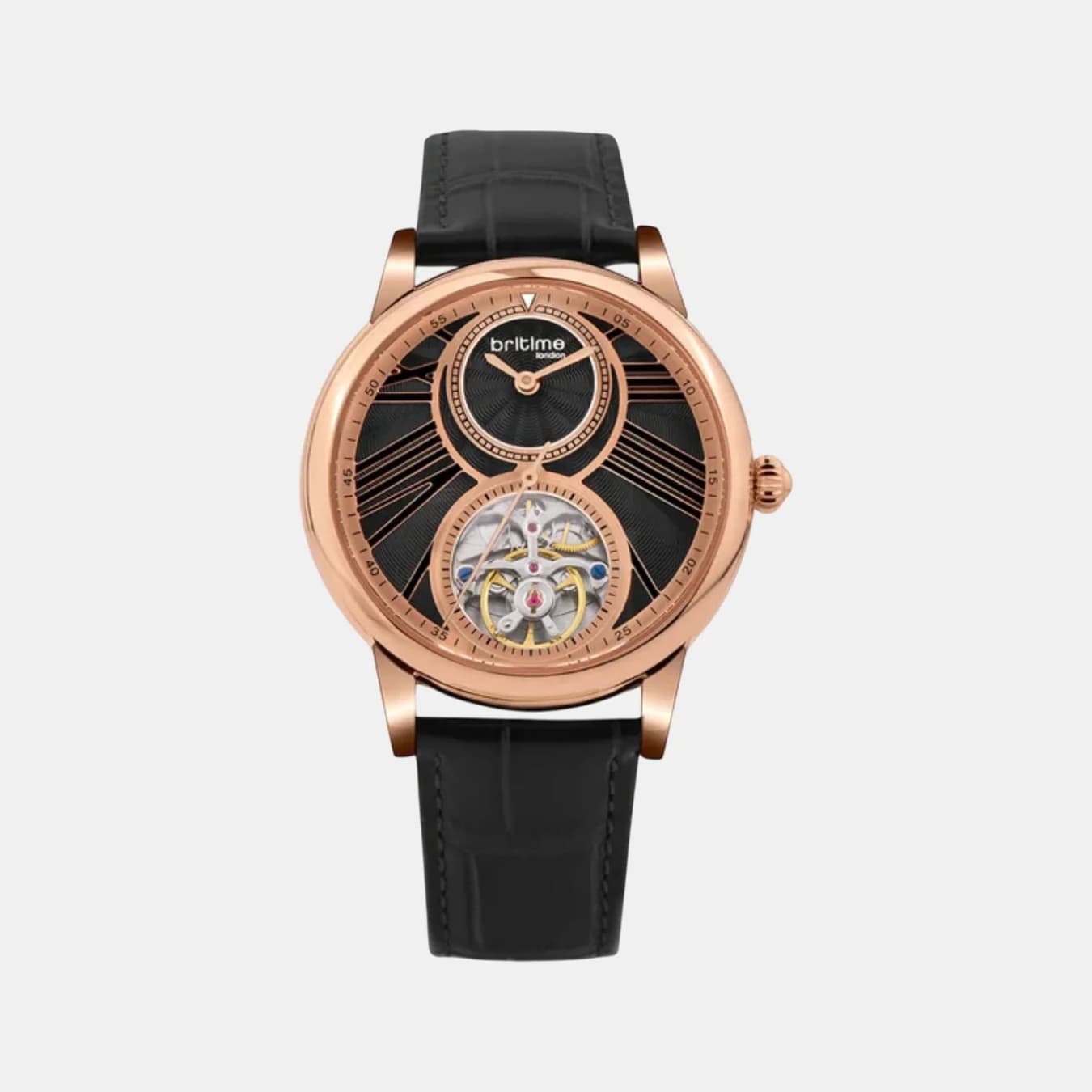 Men's Automatic Black Dial Analog Leather Watch 675-L30406