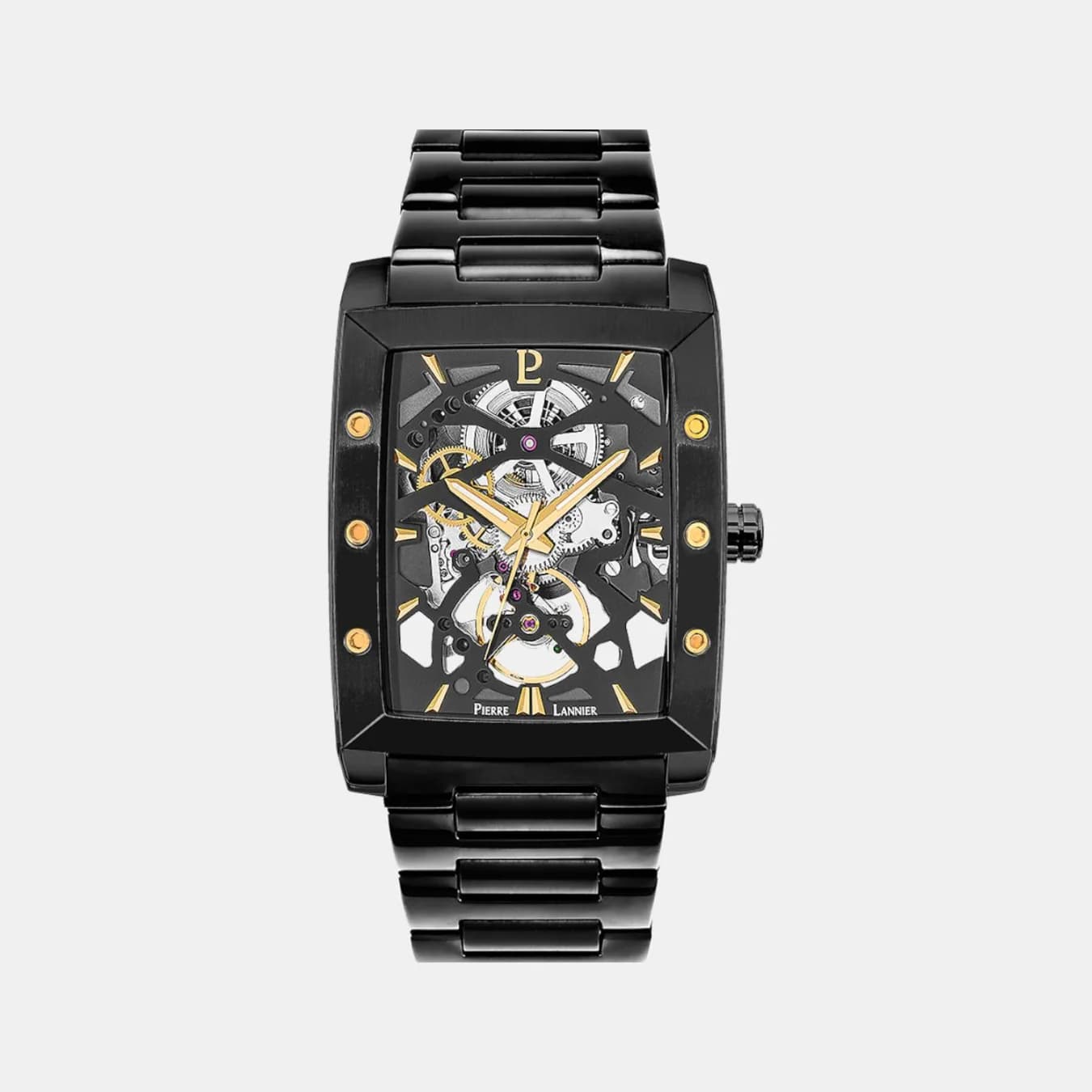 Hector Men's Automatic Black Dial Analog Stainless Steel Watch 340A439