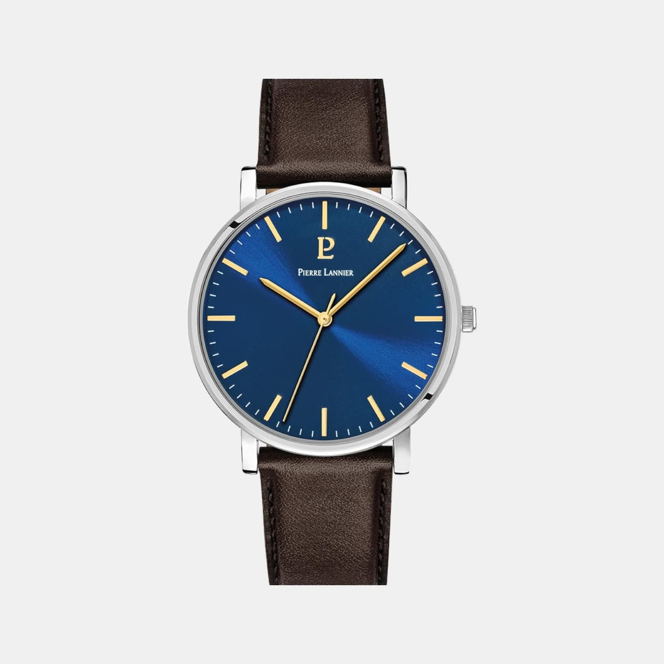 Essential Men's Quartz Blue Dial Analog Leather Watch 217G164