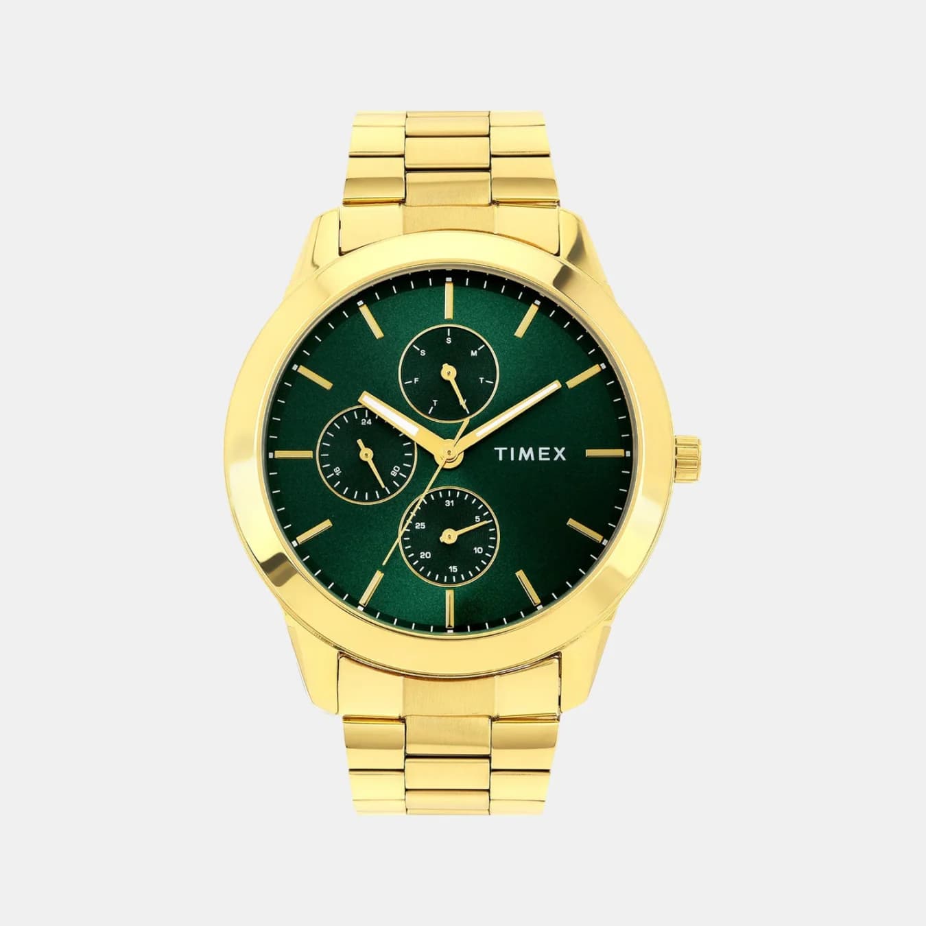 Fashion Men's Quartz Green Dial Multi-Function Stainless Steel Watch TWEG18522