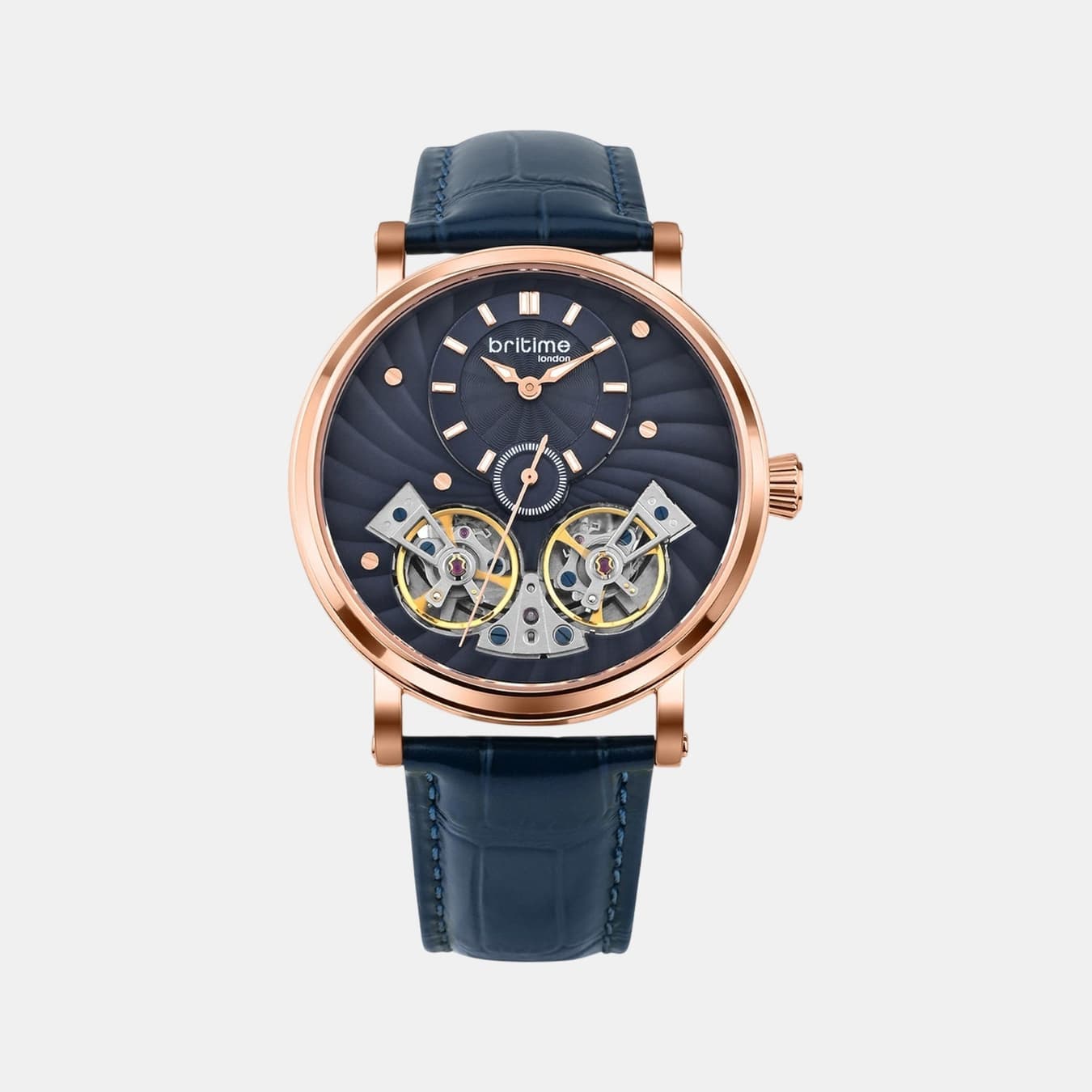 Men's Automatic Blue Dial Multi-Function Leather Watch 821-L30708