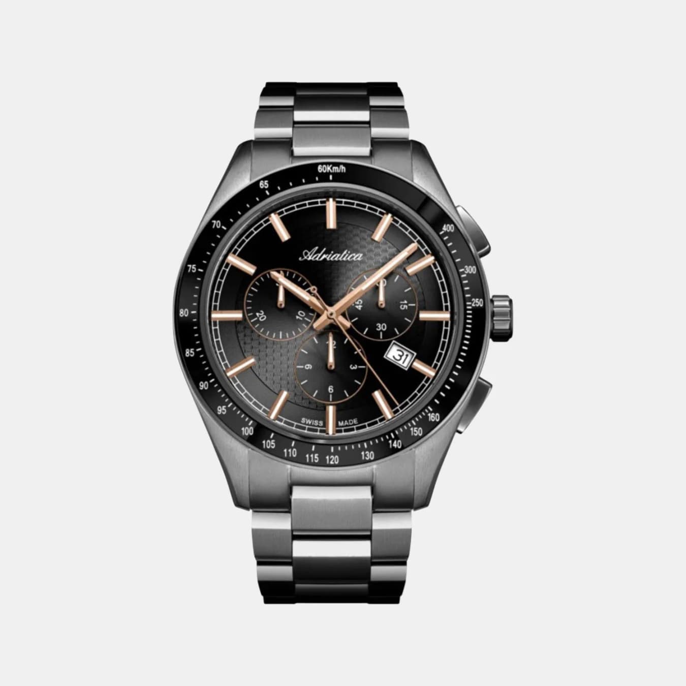 Men's Quartz Gun Dial Chronograph Stainless Steel Watch A8245.S1R6CH
